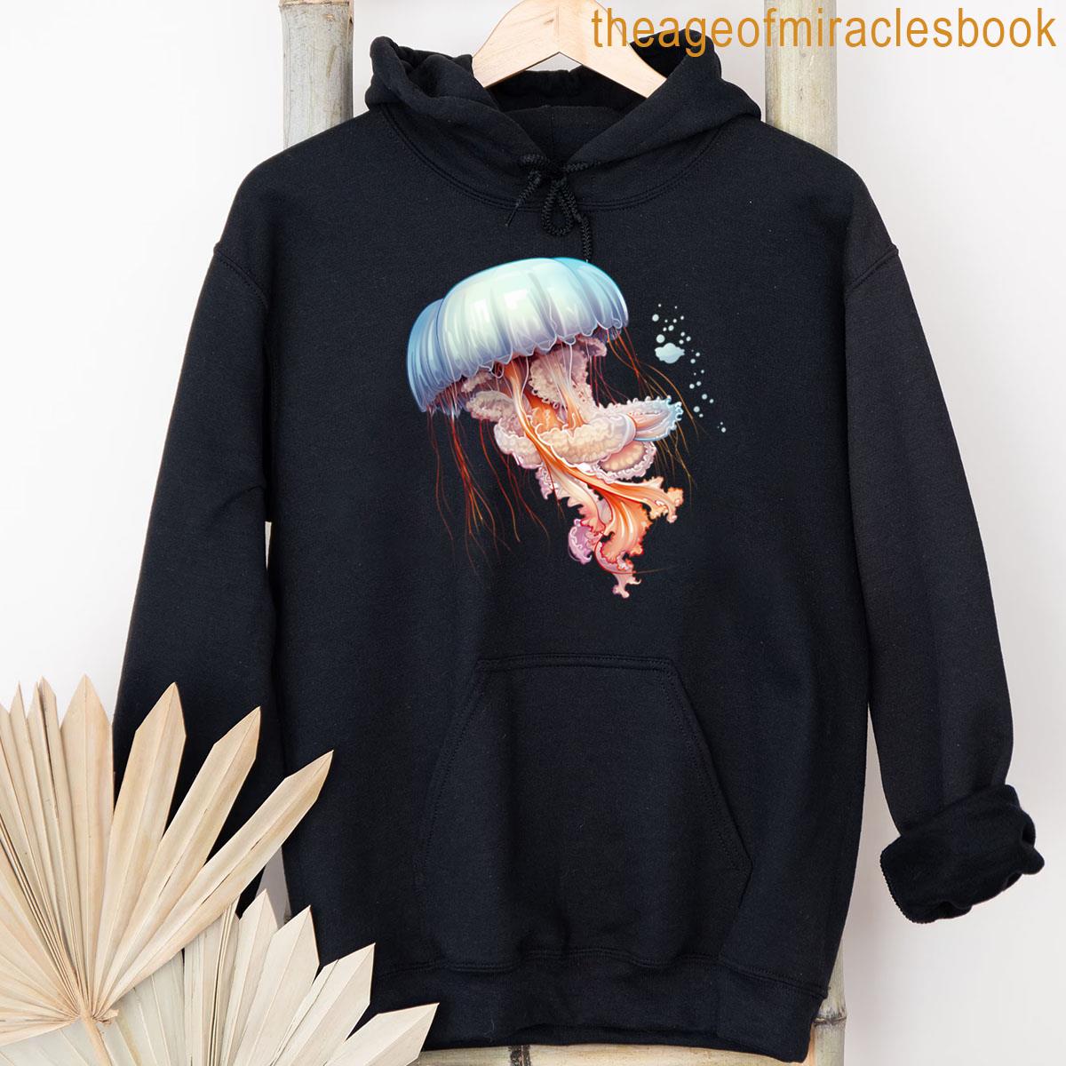Alternative view of Watercolor Jellyfish Ocean Life Marine Animal Underwater Sea Creature Oversized T-shirt