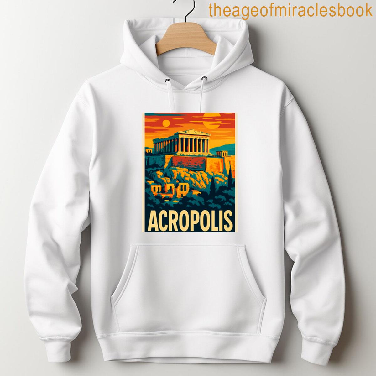 Alternative view of Acropolis Retro Travel Poster Digital Pop Art Greece Landmark Bold Athens Architecture Illustration T-shirt