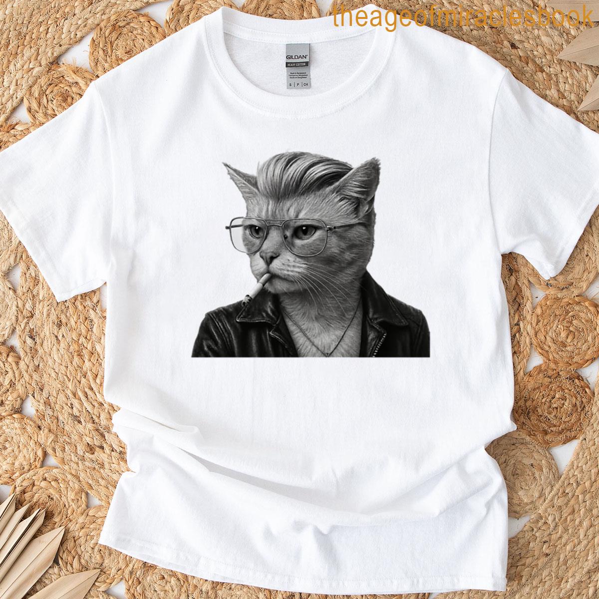 Ziggy Stardust Cool Cat With Pompadour And Shades Oversized T-shirt