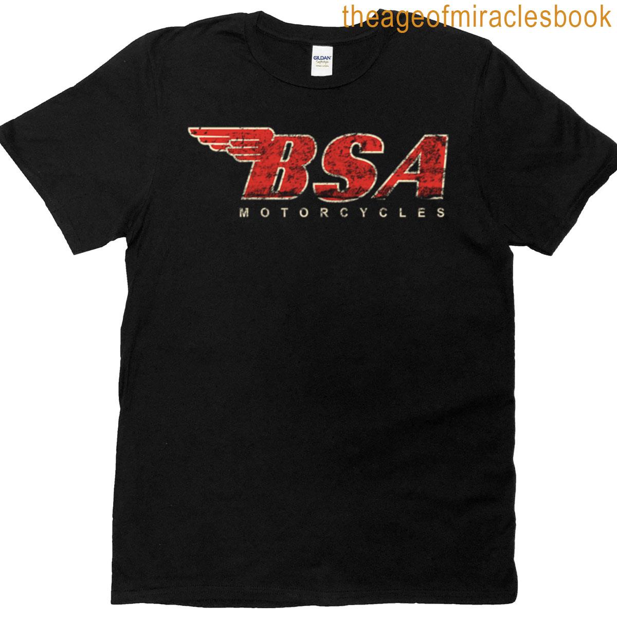 Bsa Motorcycle Distressed Design Logo T-shirt