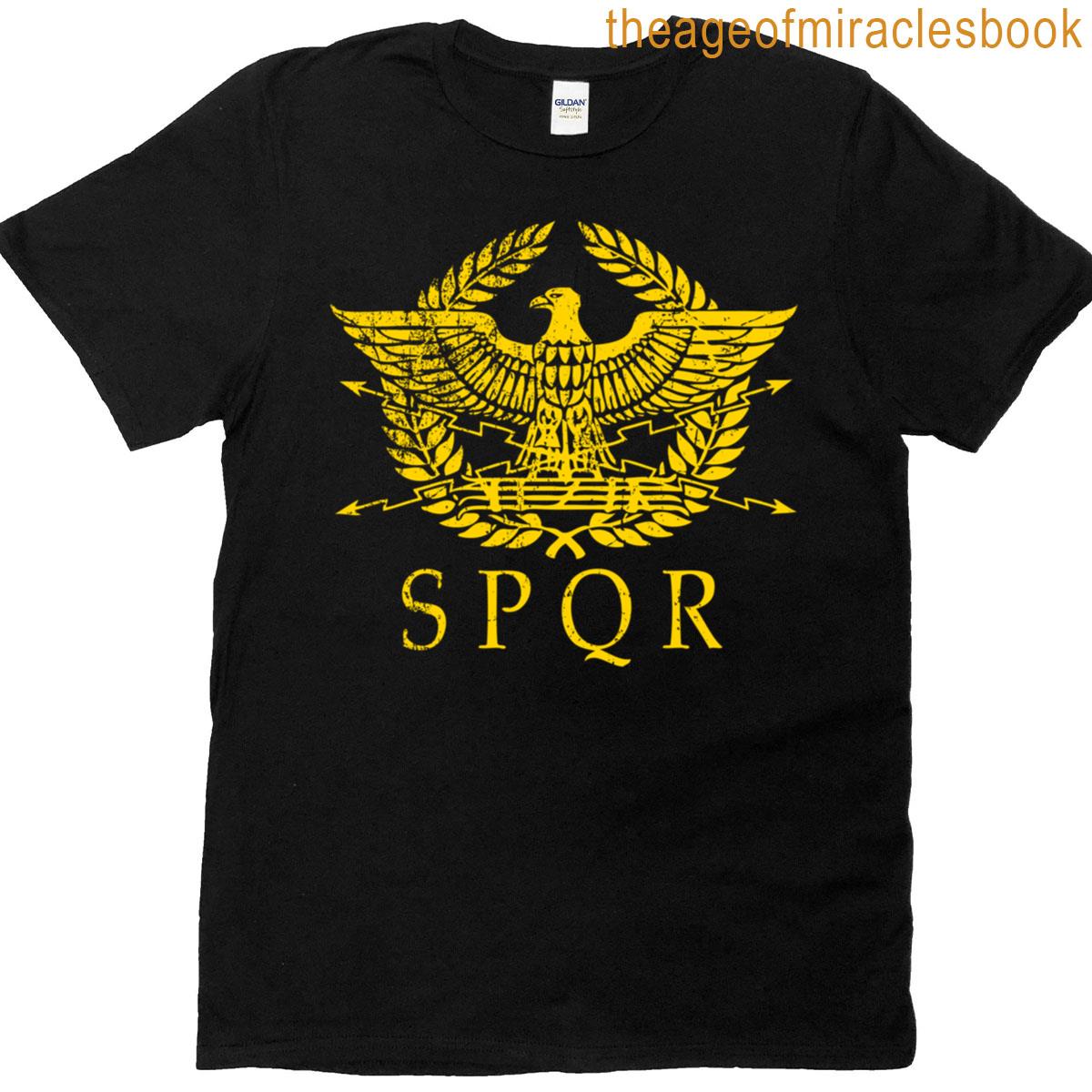 Spqr – Distressed Ancient Rome Spqr Gold Logo T-shirt