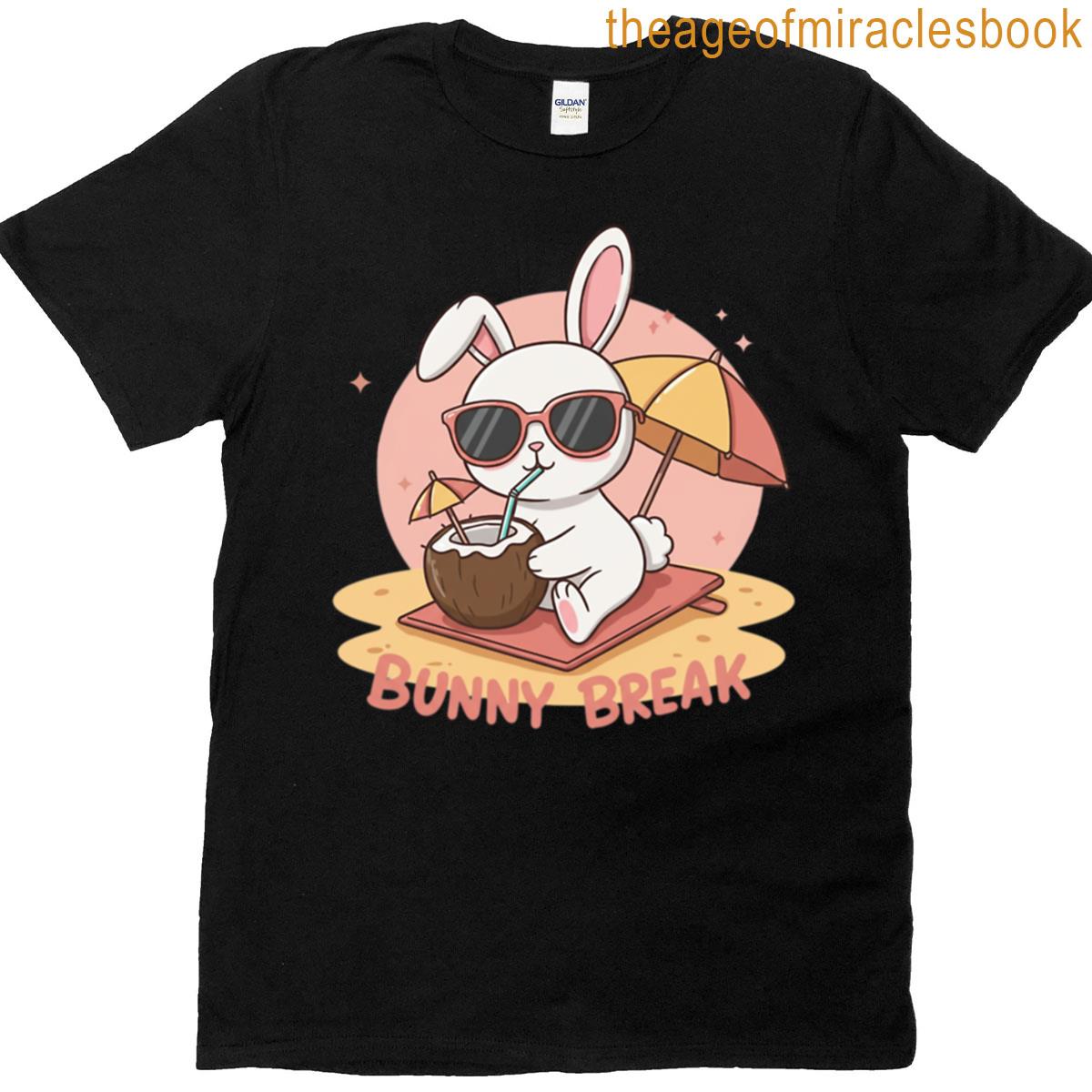 Cute Bunny Beach Vacation Summer Art Illustration T-shirt