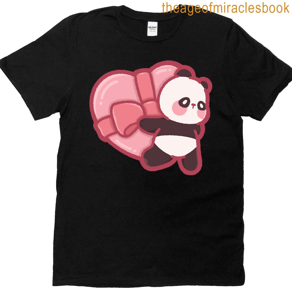 Panda Carrying A Heart-shaped Gift Box Premium T-shirt