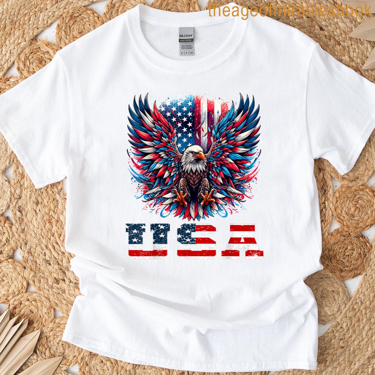 Patriotic Eagle Usa Flag Design Graphic T-shirt