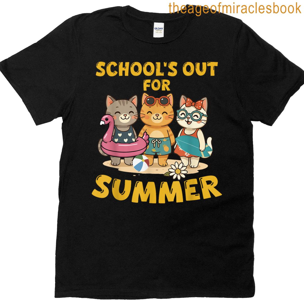 Funny Cats Schools Out For Summer Teacher Last Day Of School T-shirt