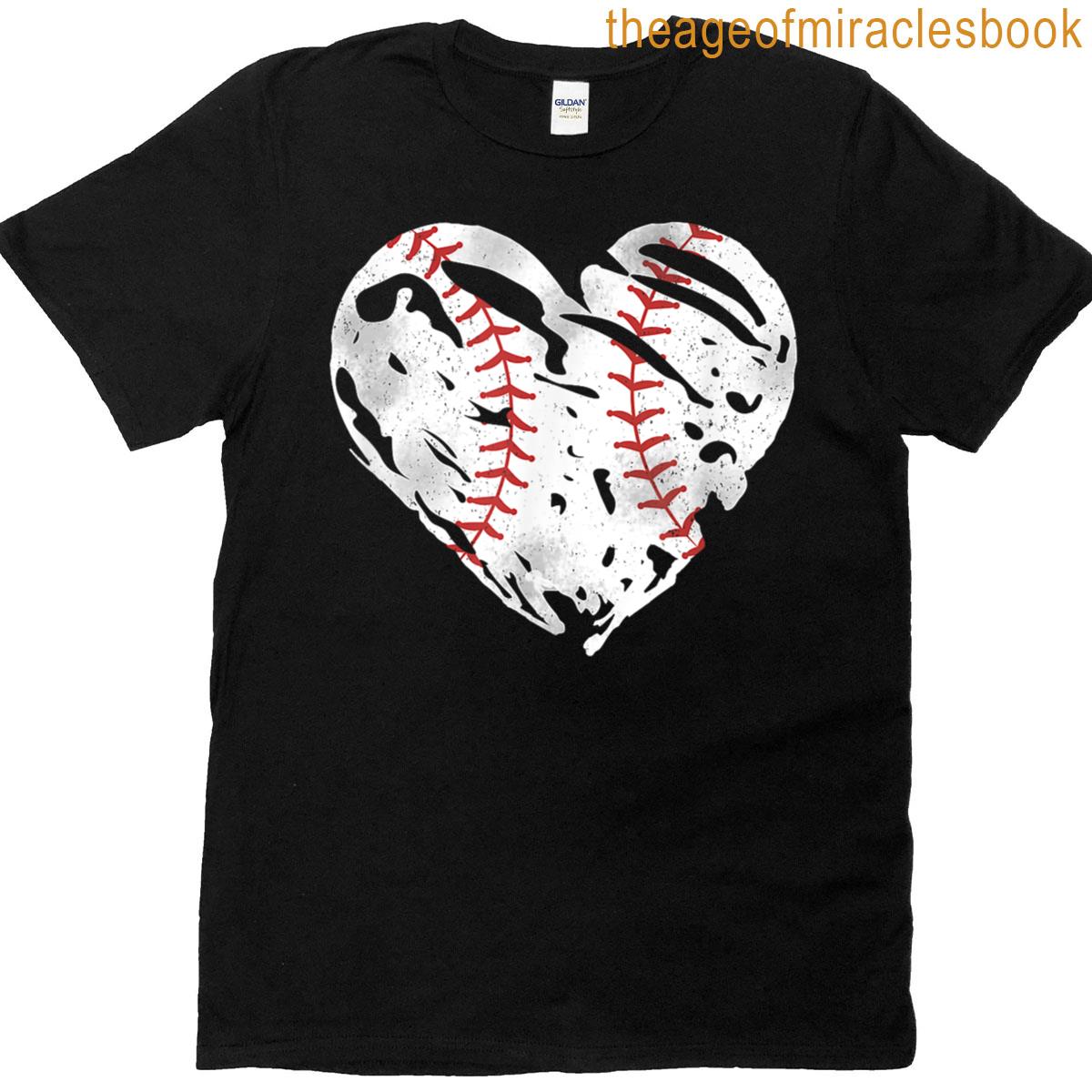 Graphic Ball Heart Men Women Coach Player Cute Baseball Mom T-shirt