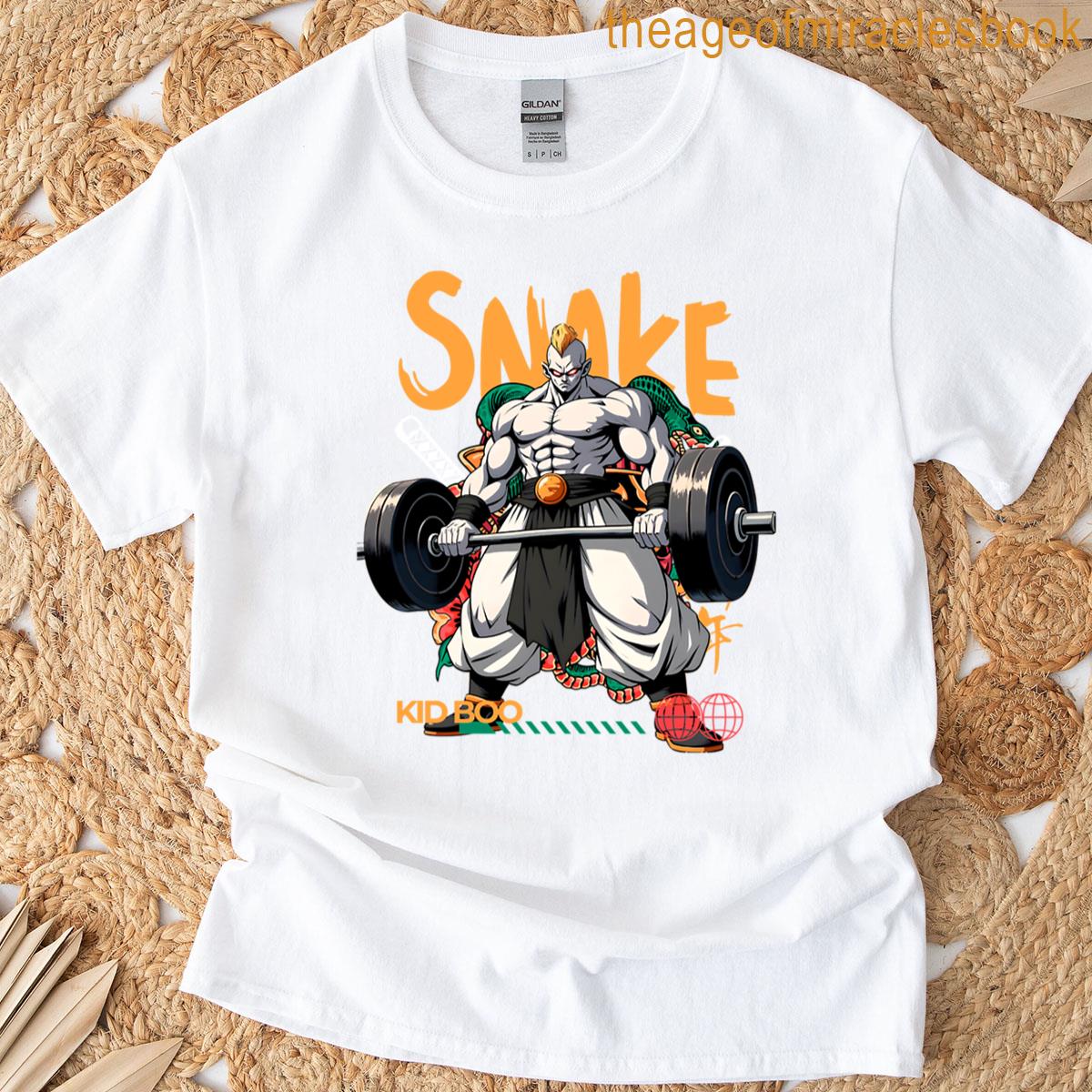 Kid Buu Gym Warrior Anime Mashup Dark Saiyan Powerlifting Villain Art T-shirt