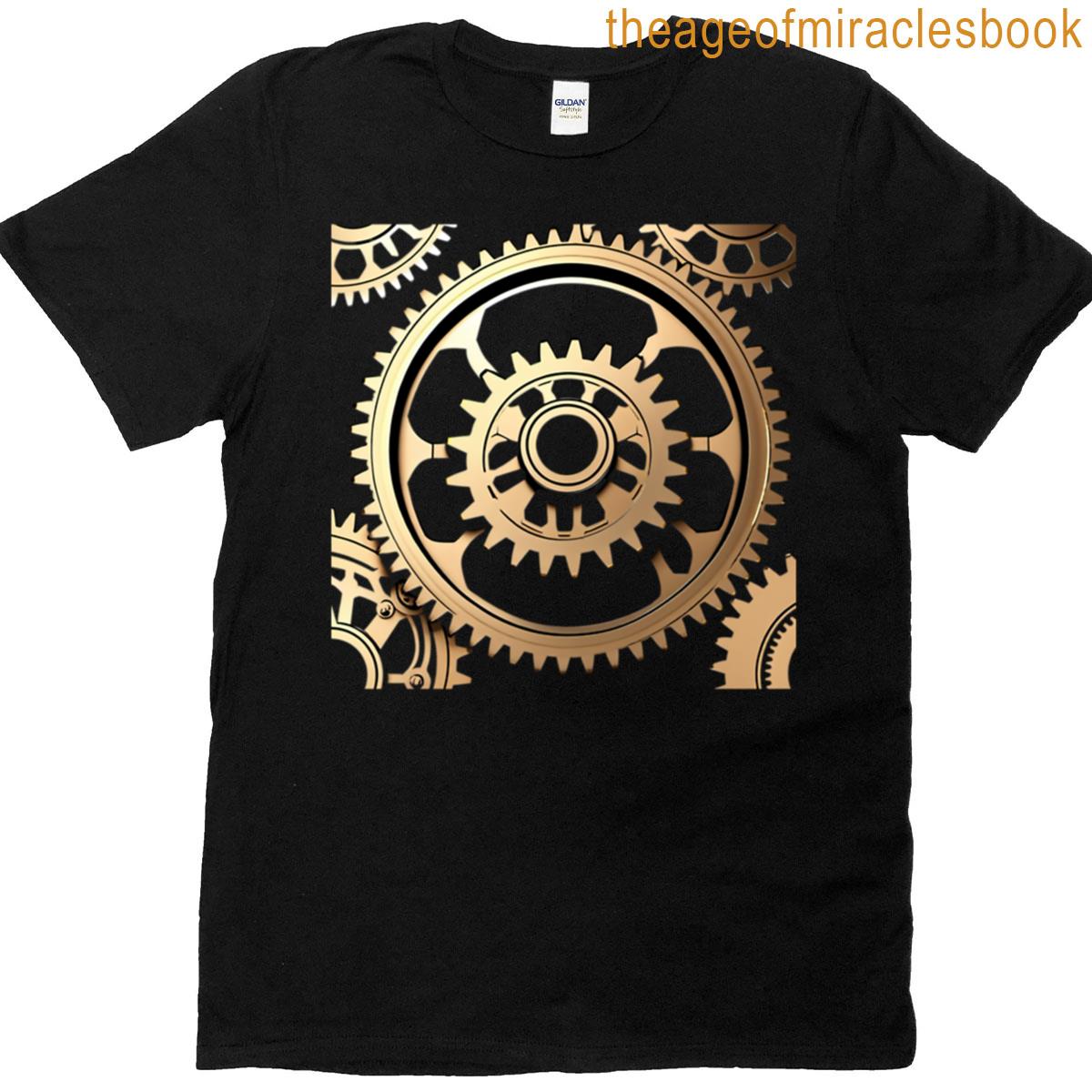 Steampunk Cog Gear Printed Sticker T-shirt