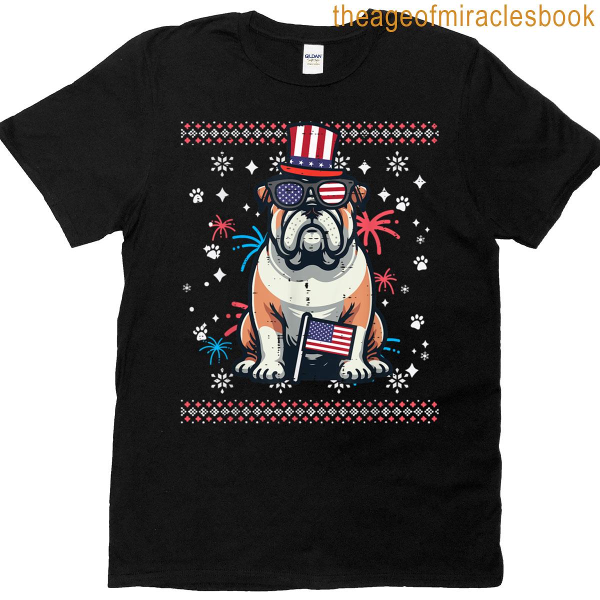 4th Of July Dog English Bulldog American Men Women Kids T-shirt