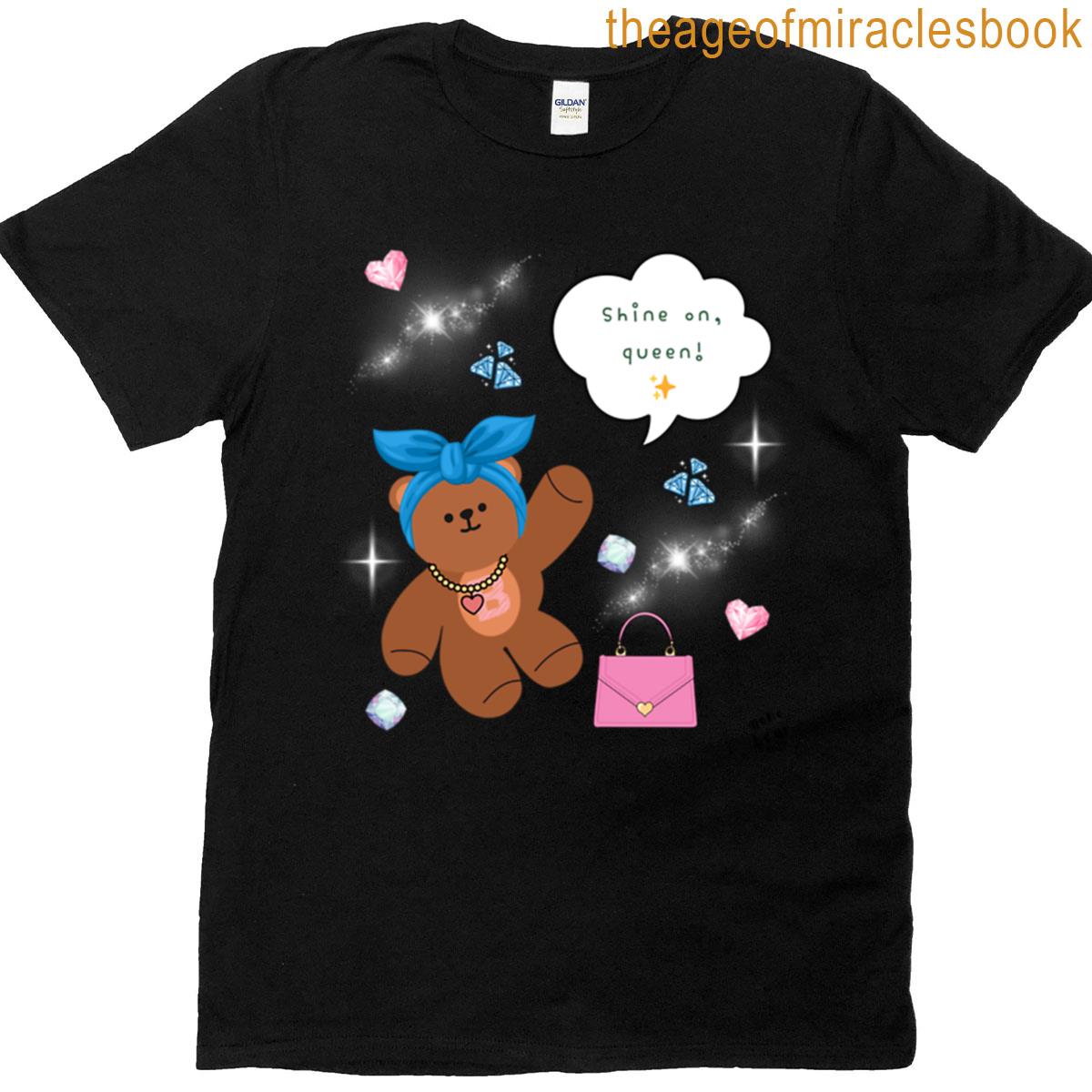 Mono Bear Message Shine On Queen Soft Gray Sparkle T-shirt