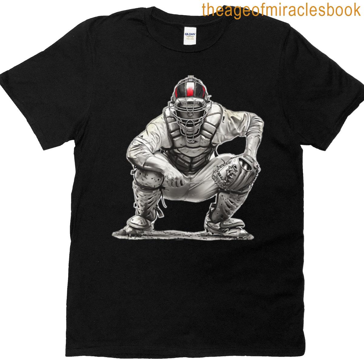 Pencil Drawn Adult Catcher Hand-drawn Baseball Art Design T-shirt