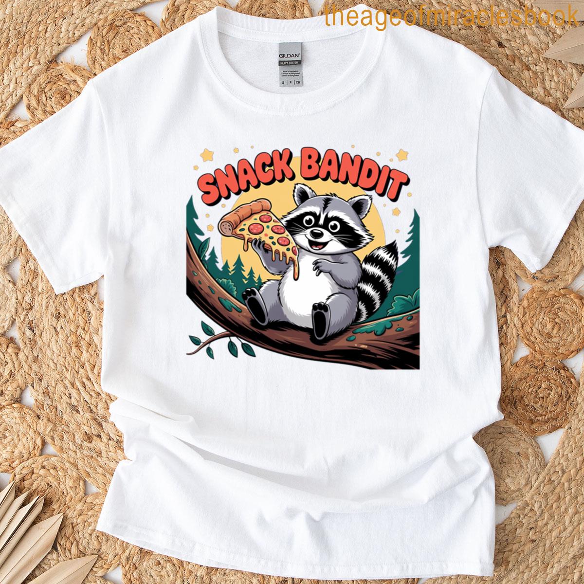 Snack Bandit Funny Raccoon Eating Pizza Snack Thief Raccoon Lover T-shirt