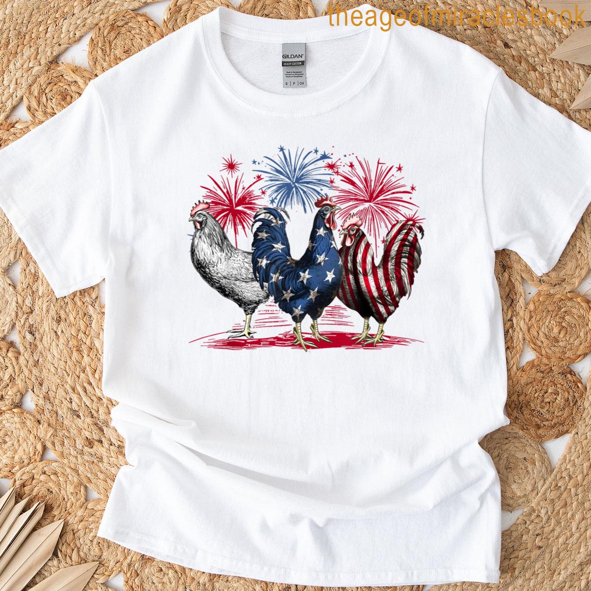 4th Of July Chicken Patriotic American Flag Men Women T-shirt