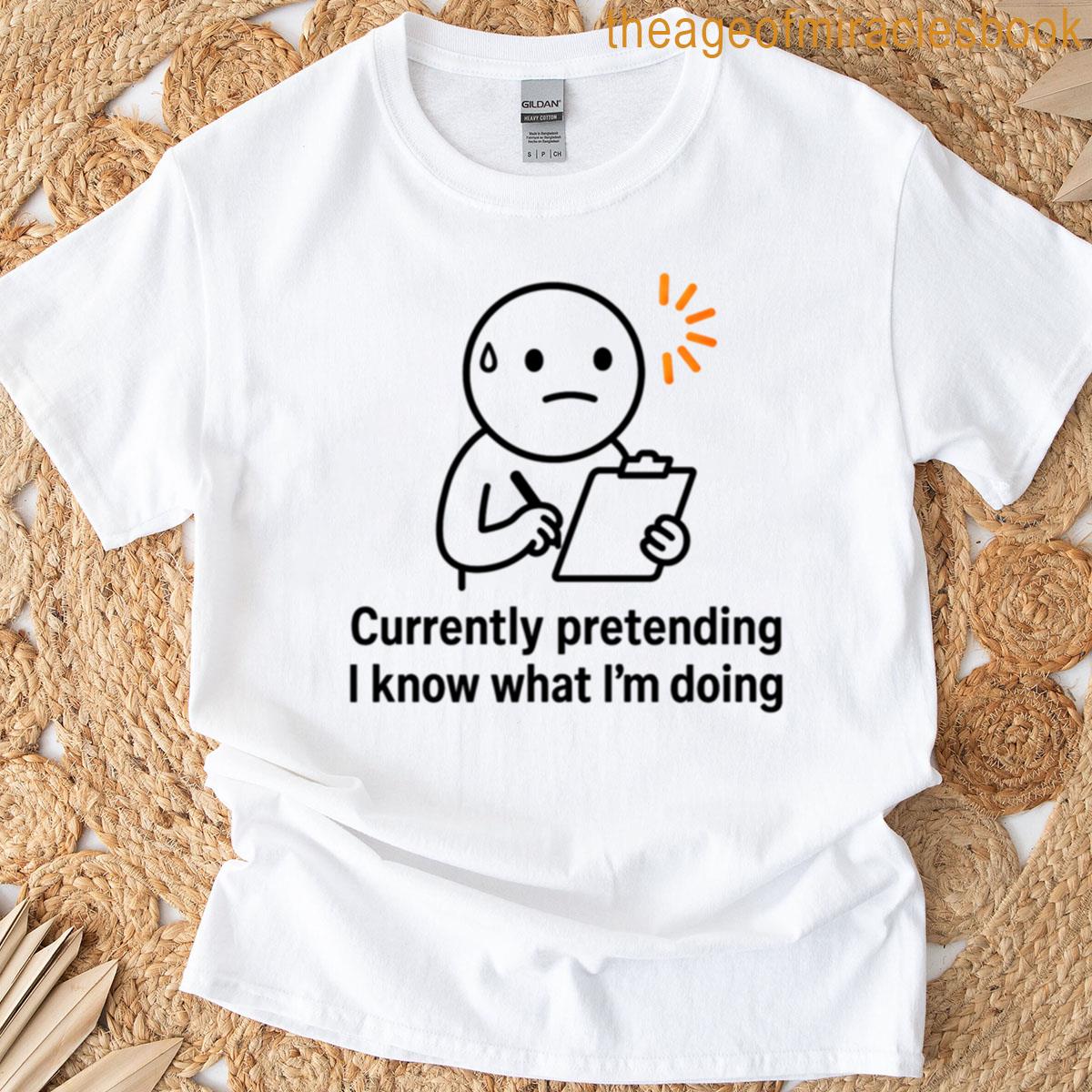 Currently Pretending I Know What Im Doing Funny Clueless Character Design Oversized T-shirt