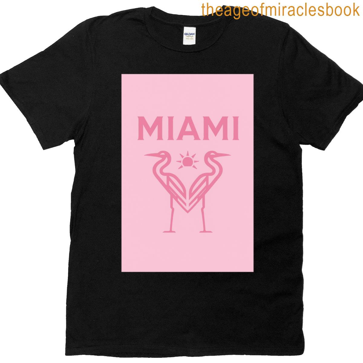 Miami Flamingo Logo On Pink Background Oversized T-shirt