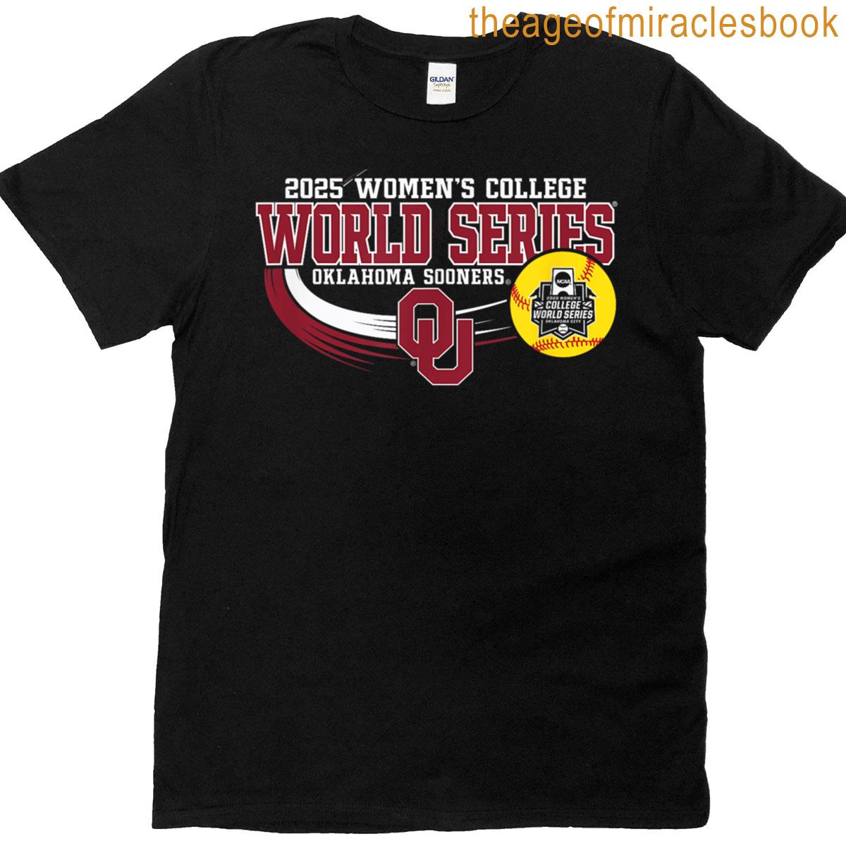 Oklahoma Sooners Womens College World Series 2025 Black T-shirt