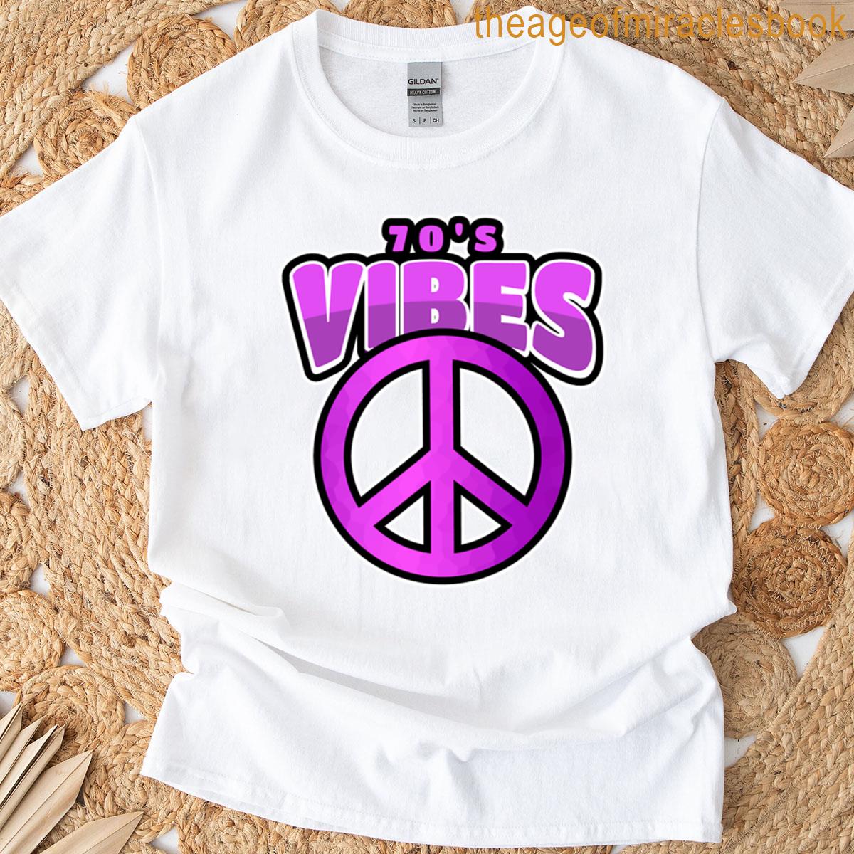 70s Style Purple Peace Symbol T-shirt