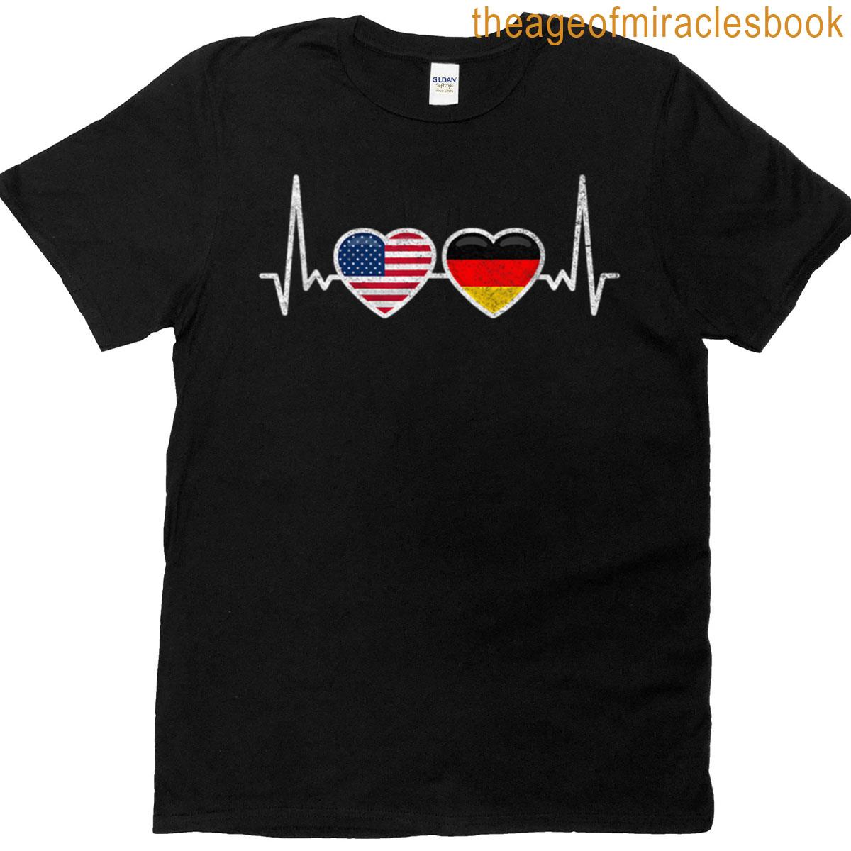 America Germany Heartbeat Flag American German T-shirt