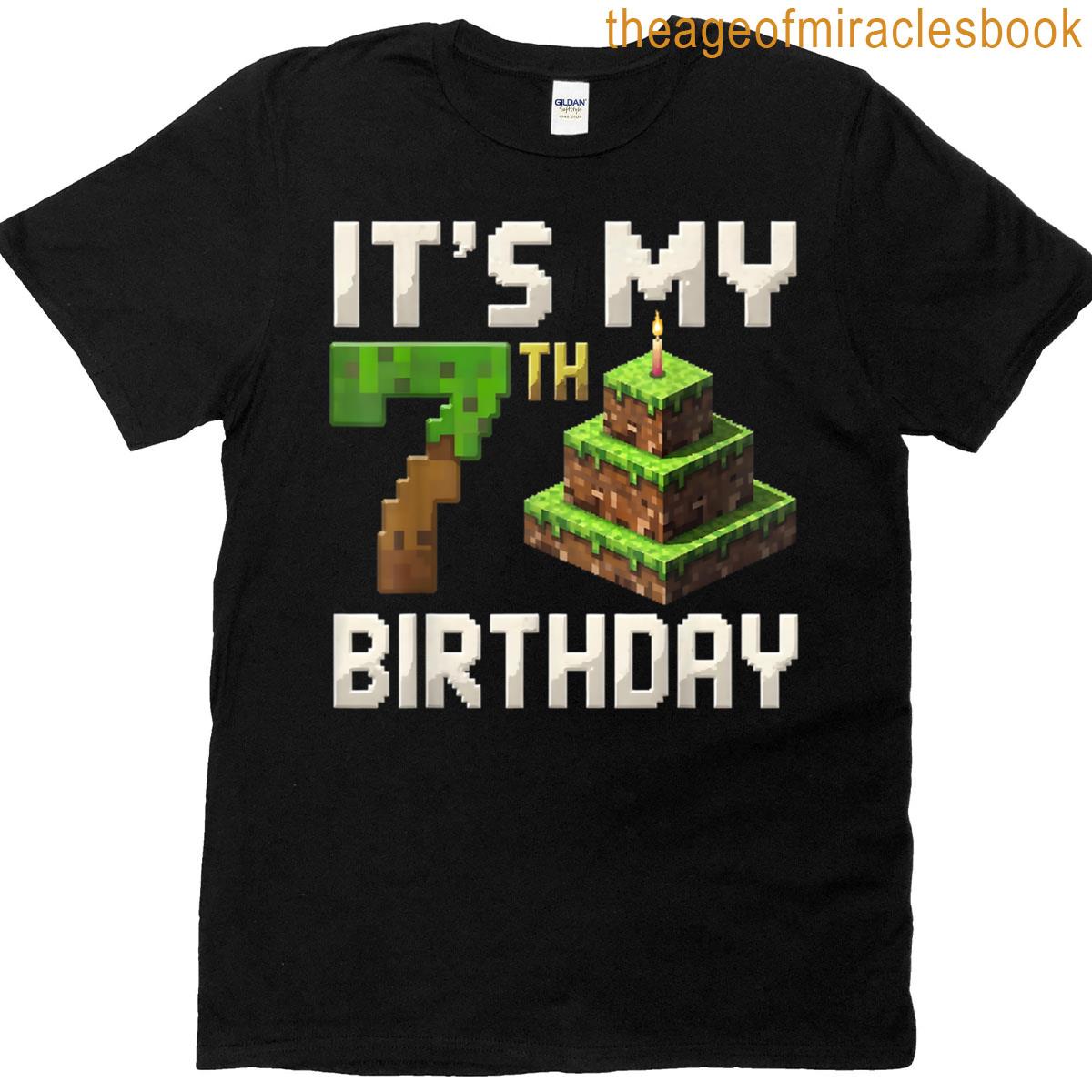 7th Birthday 7 Year Old Birthday Boy Gamer Pixel Number T-shirt