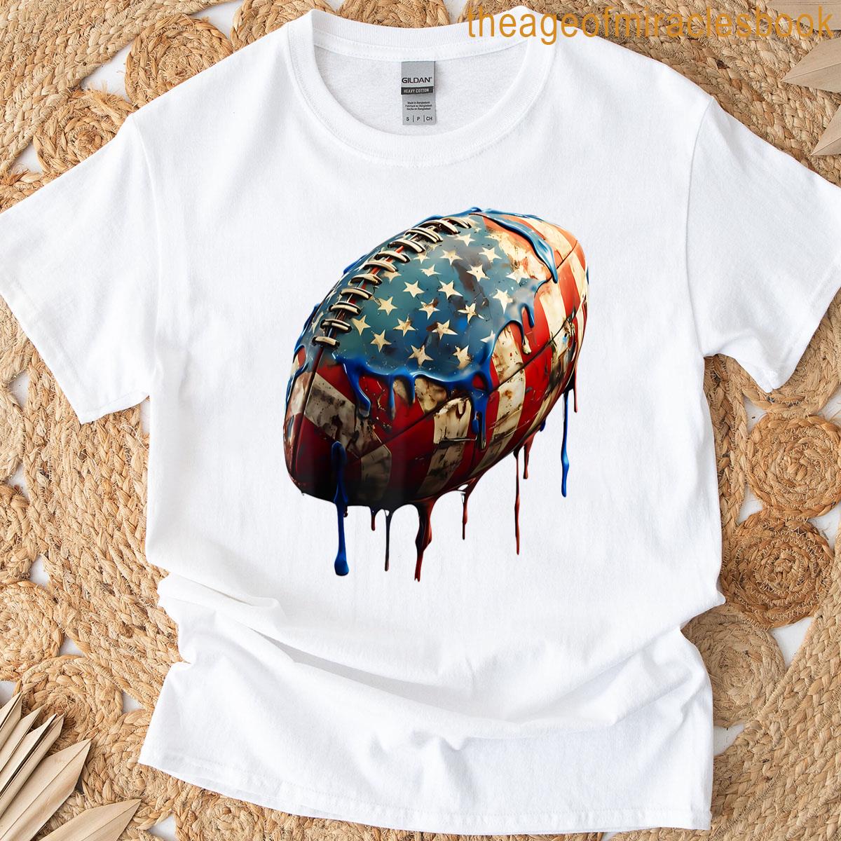 American Football Usa Flag Graphic Sports Lover 4th Of July T-shirt