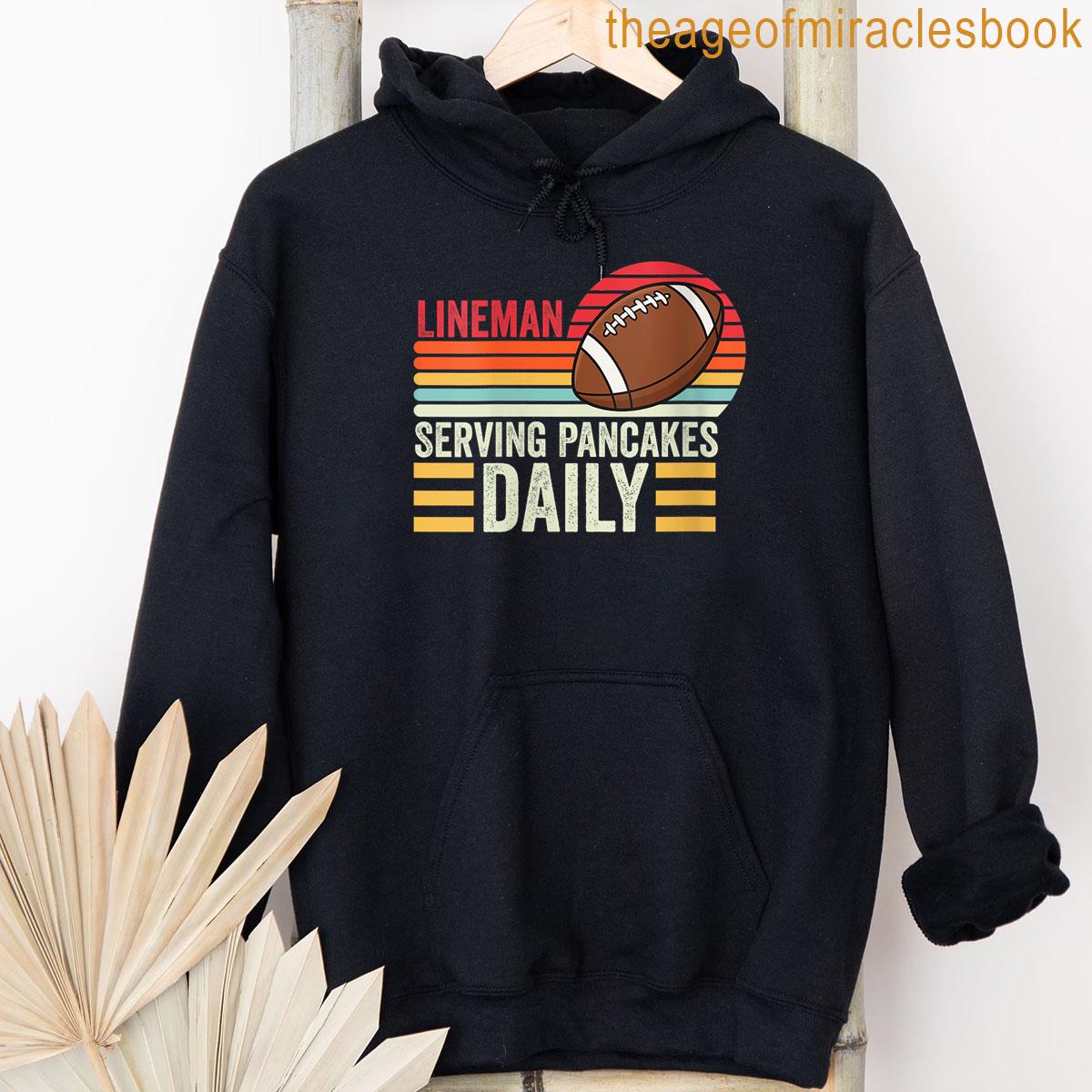 Alternative view of Womens Lineman Serving Pancakes Daily Football T-shirt
