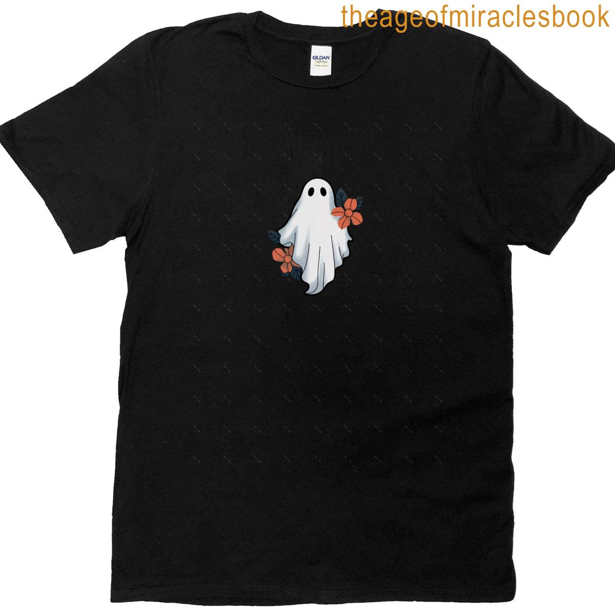 Floral Ghost Illustration With Vintage Vibes Oversized T-shirt