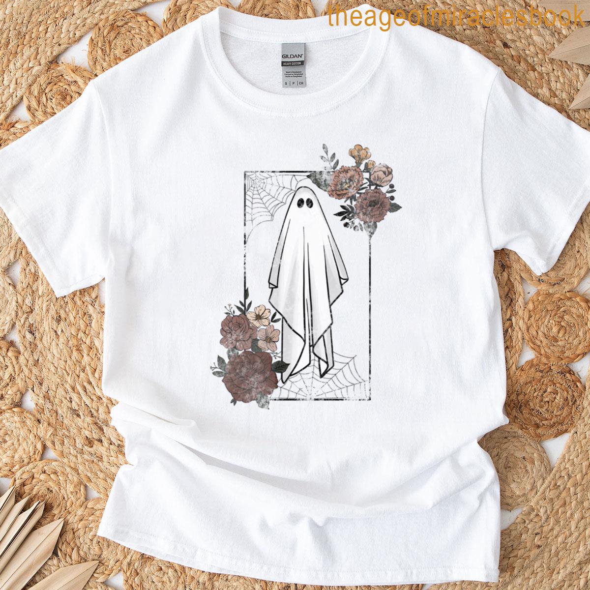 Floral Spooky Cute Vintage Ghost T-shirt