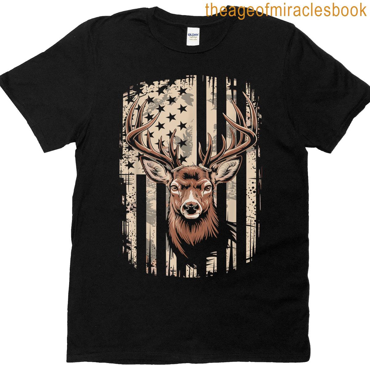 Deer Hunting American Flag Hunting T-shirt