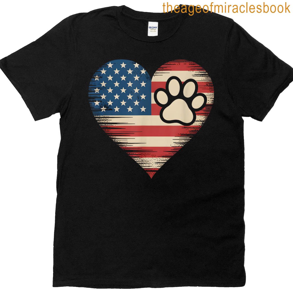 Patriotic 4th Of July Dog Cat American Flag Celebration T-shirt