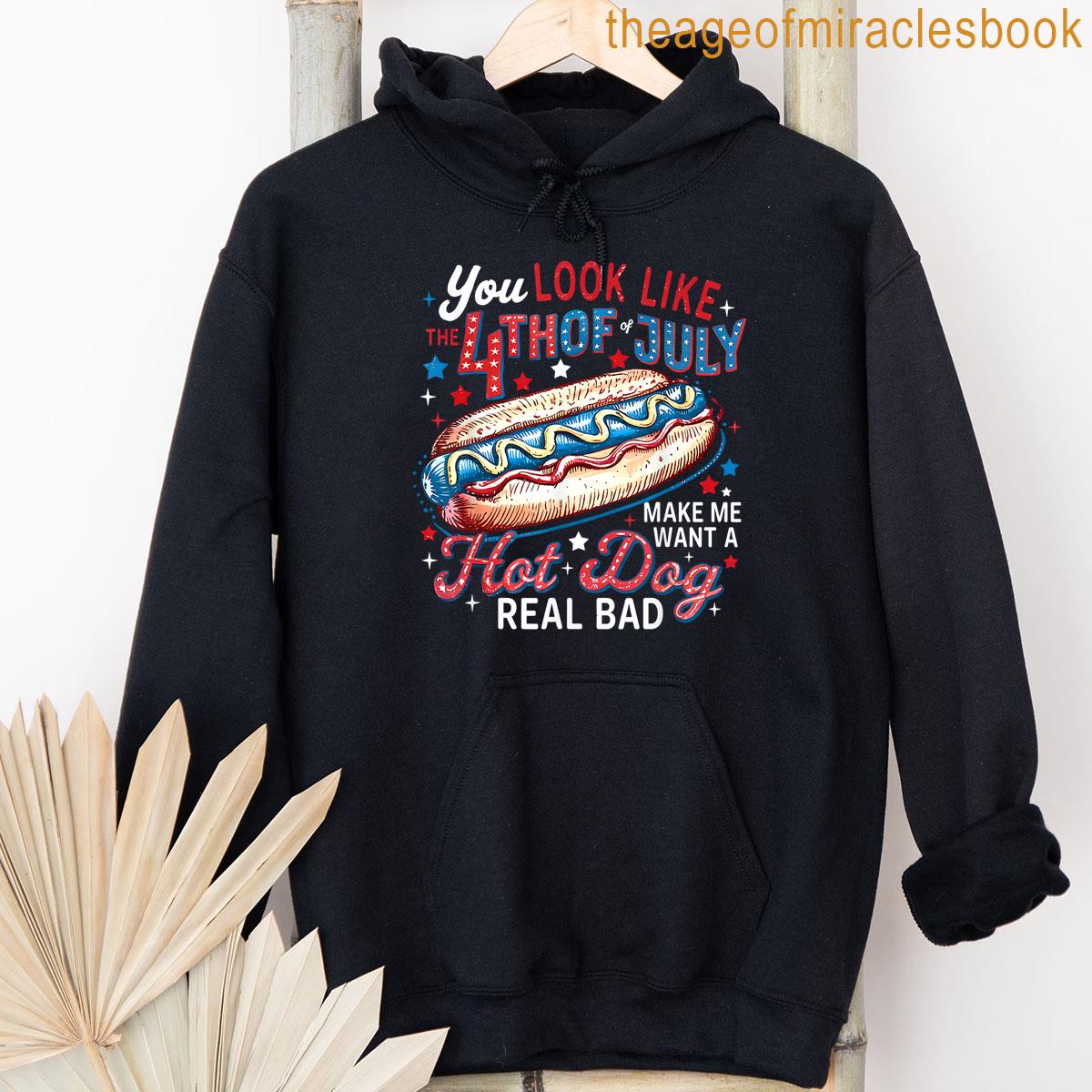 Alternative view of You Look Like The 4th Of July Hot Dog Real Bad American Flag T-shirt
