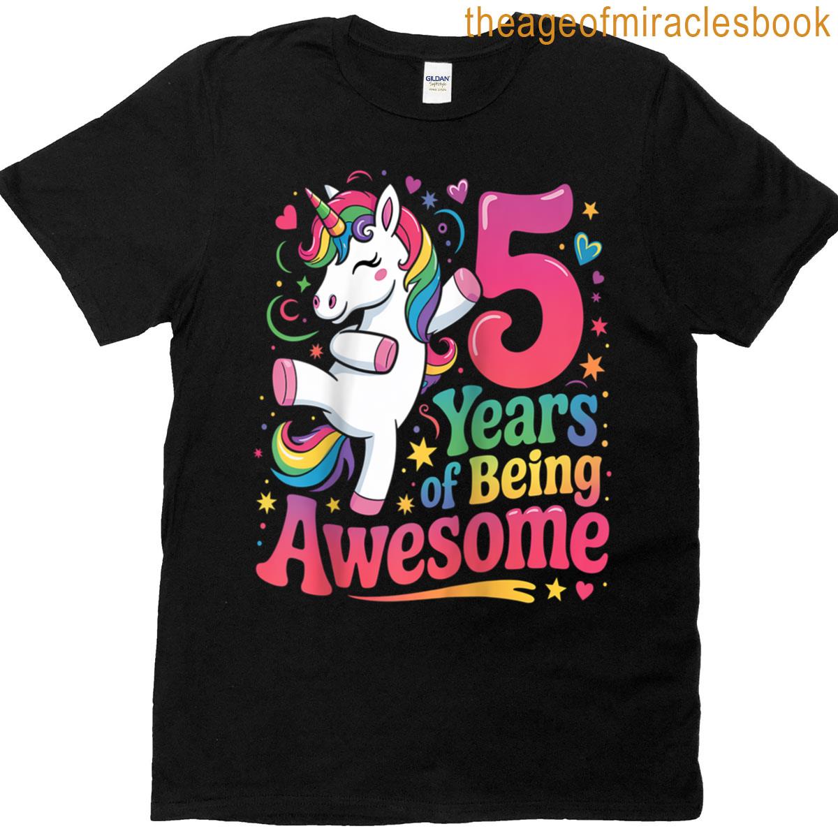 5 Years Old Unicorn 5th Birthday Girl Unicorn Party Raglan Baseball Tee T-shirt