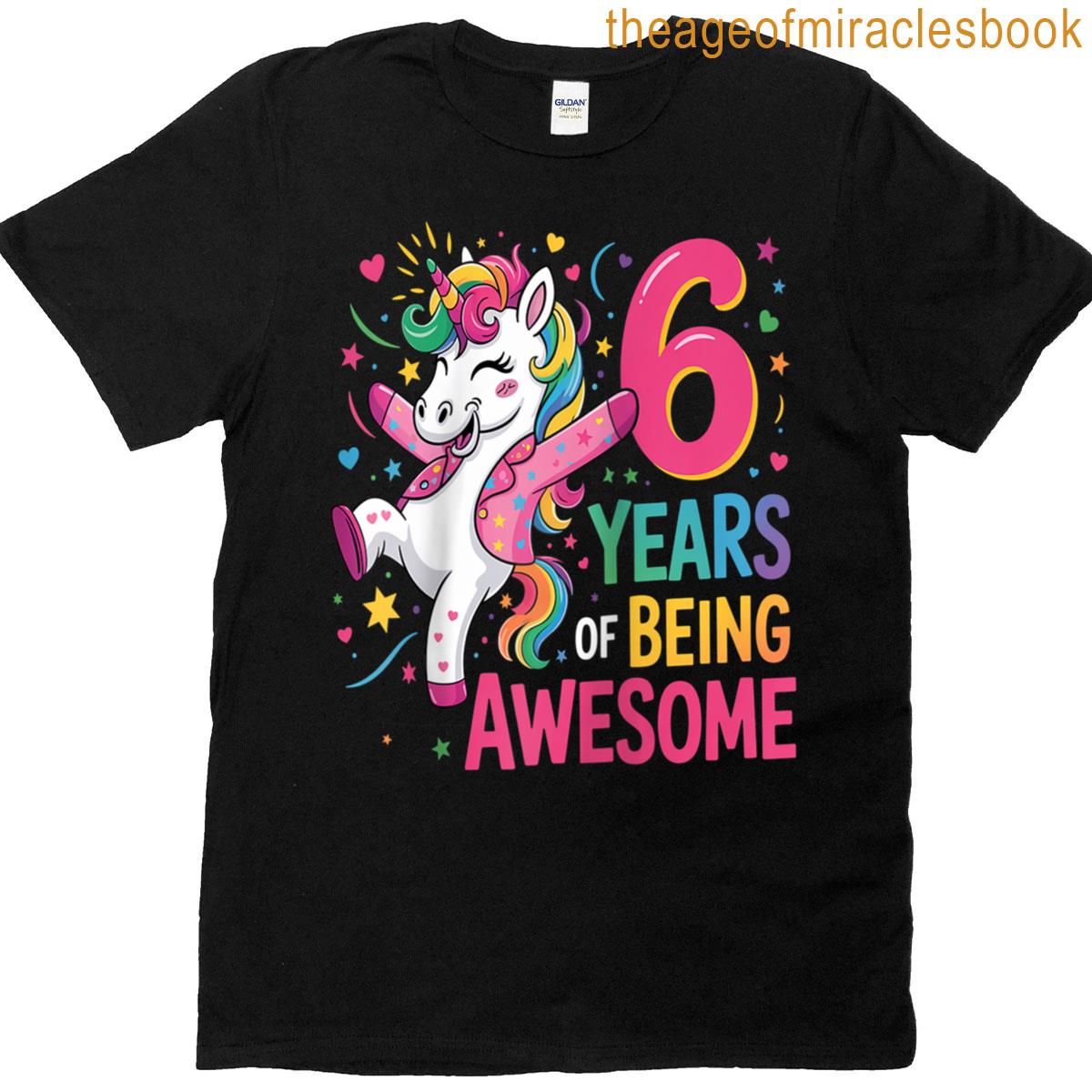 6 Years Old Unicorn 6th Birthday Girl Unicorn Party Raglan Baseball Tee T-shirt