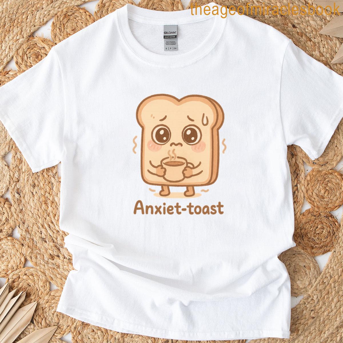 Anxiet-toast Cute Kawaii Nervous Bread Character Design T-shirt