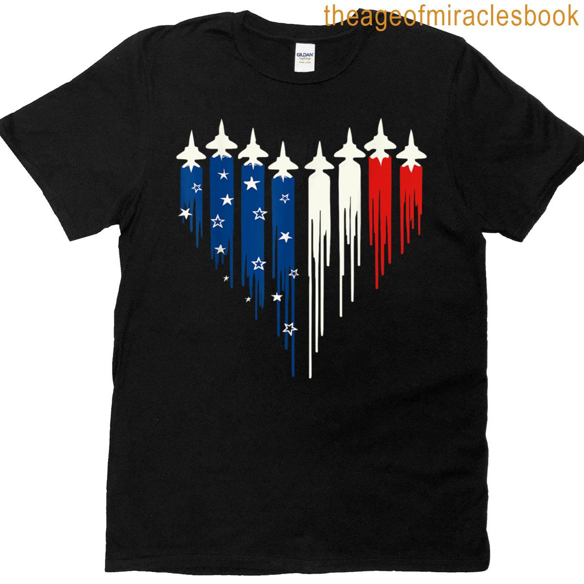 Patriotic Red White Blue Usa Flag Fighter Jets 4th Of July T-shirt