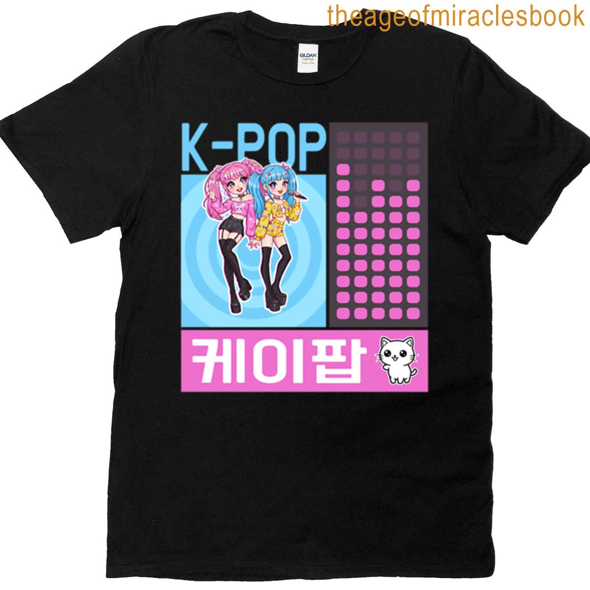 Cute K-pop Duo Cat Graphic T-shirt