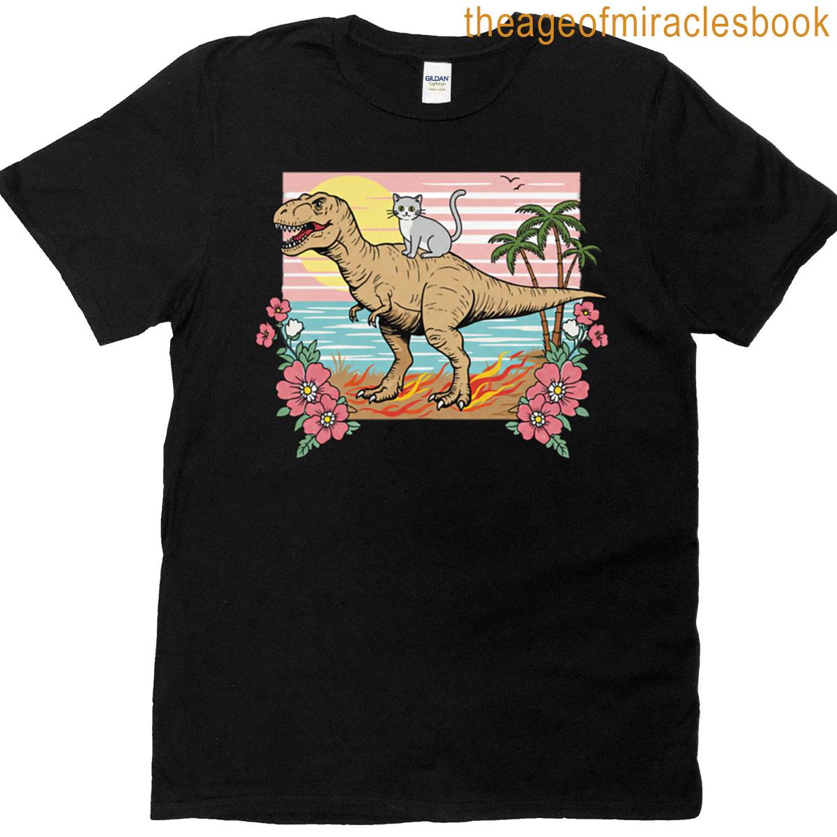 Cat And T-rexs Tropical Adventure T-shirt