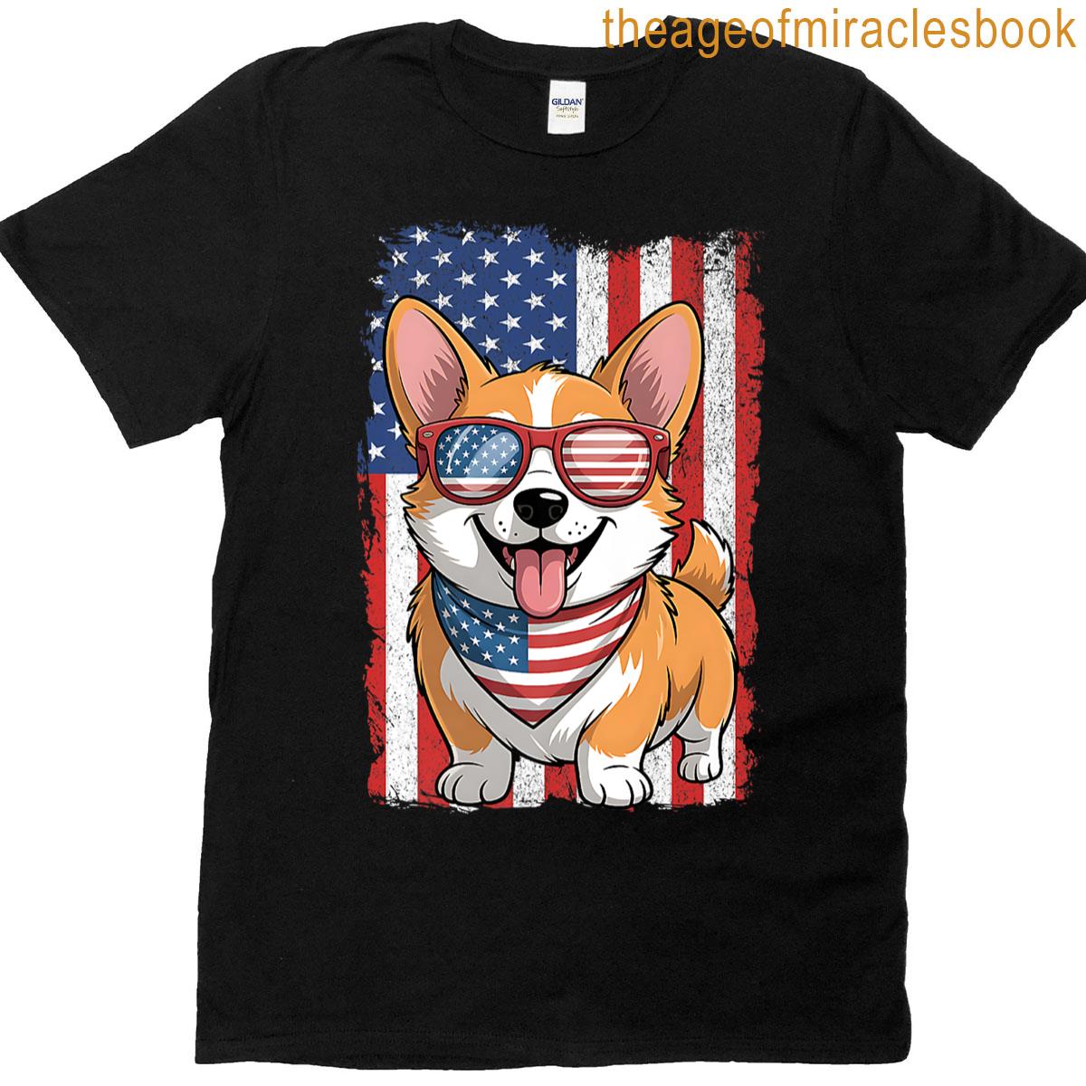 Funny Corgi 4th Of July Dog Patriotic Usa Flag Man Woman Premium T-shirt
