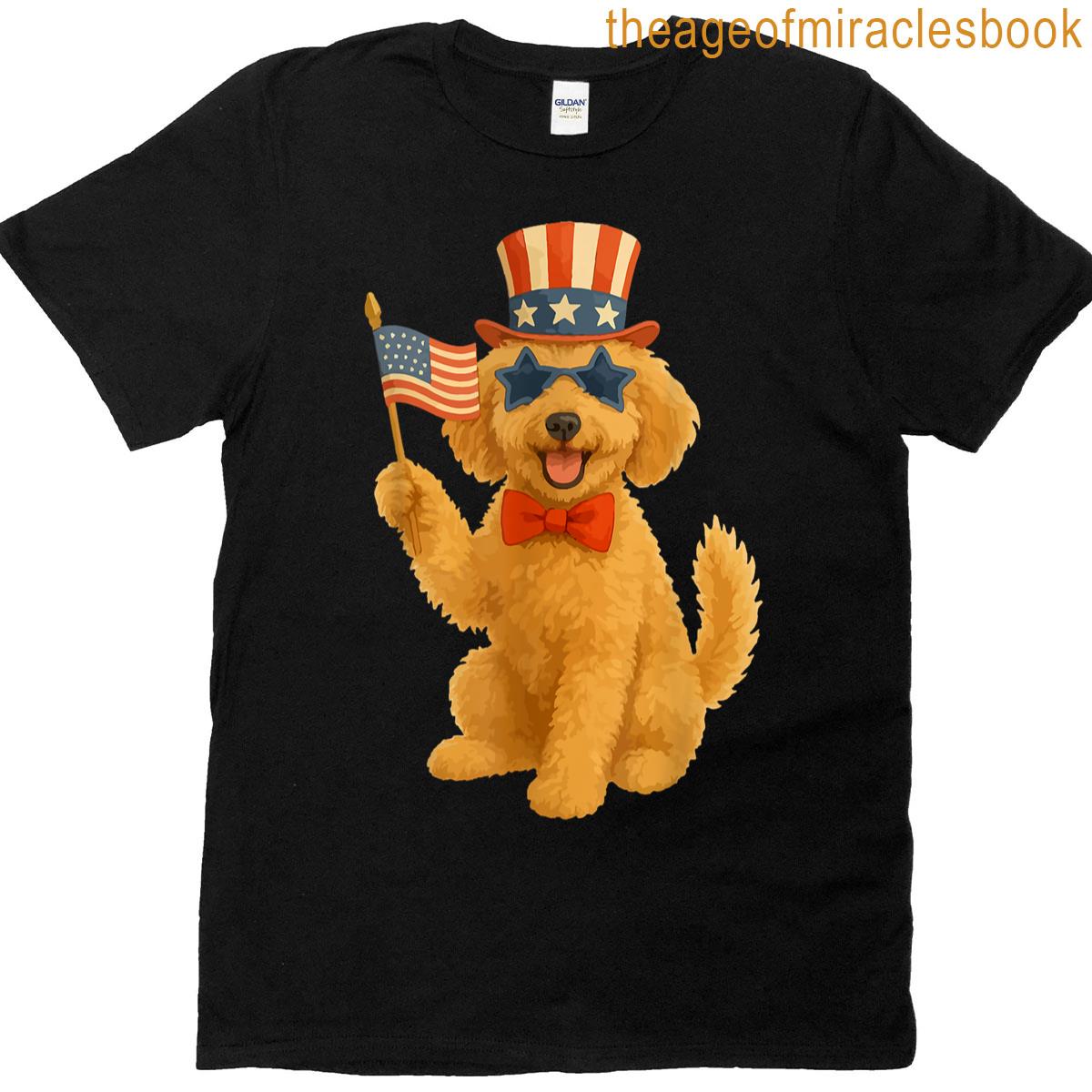 Goldendoodle 4th Of July Patriotic Golden Doodle Dog Women T-shirt
