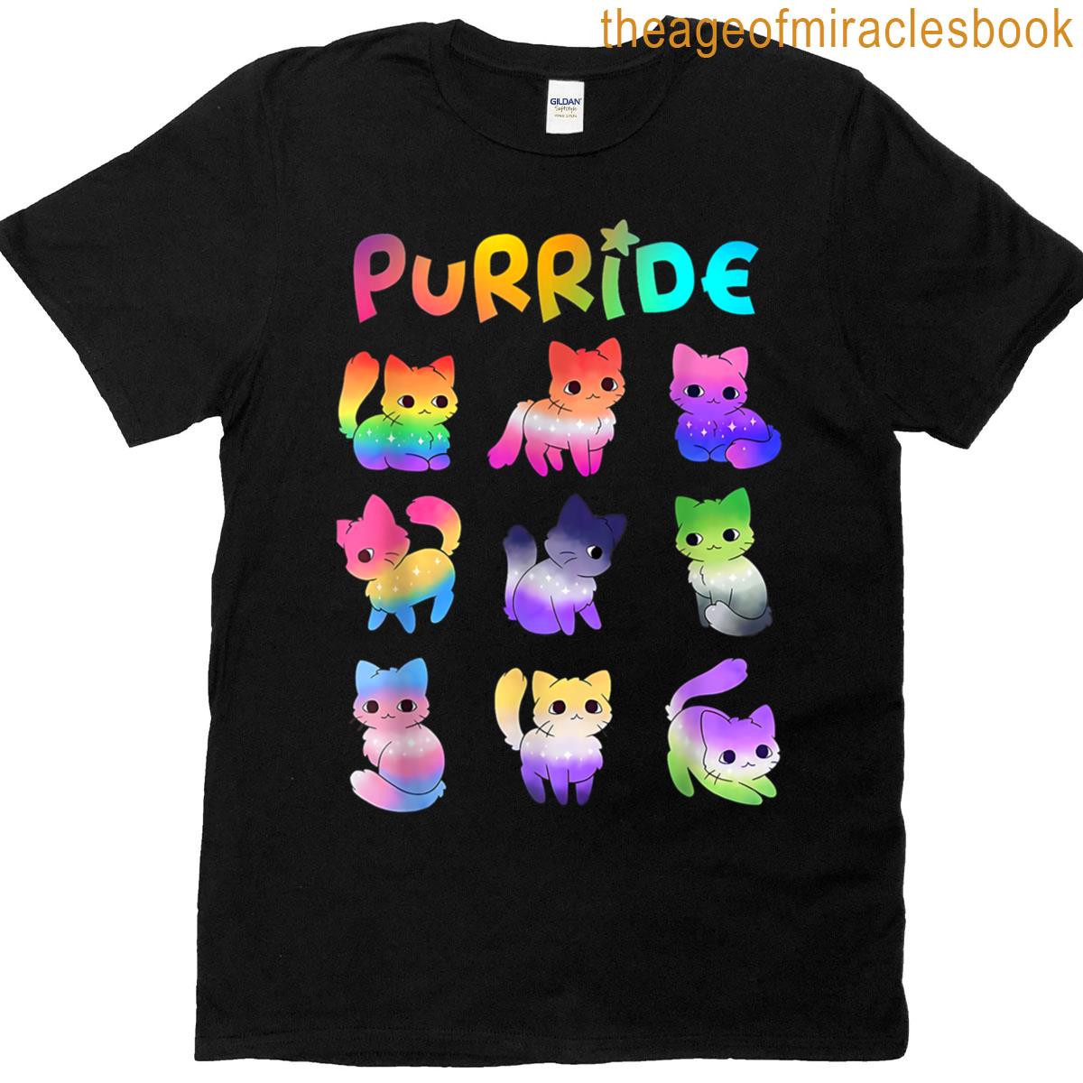 Purride Cat Pride Ally Lgbt Rainbow Animal Lovers Women Kids T-shirt