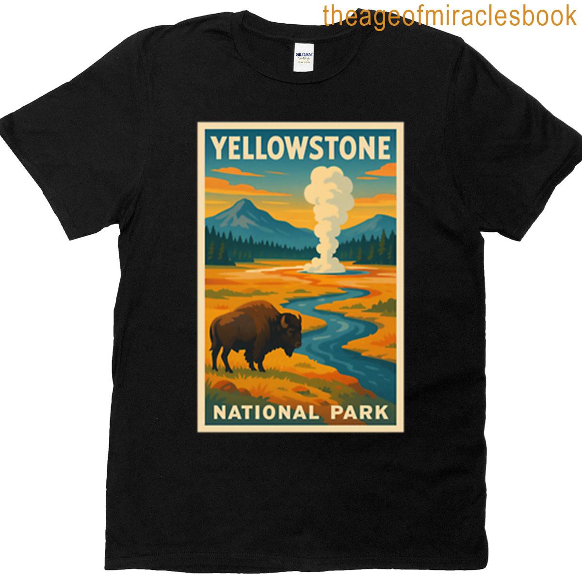 Yellowstone National Park Retro Poster T-shirt
