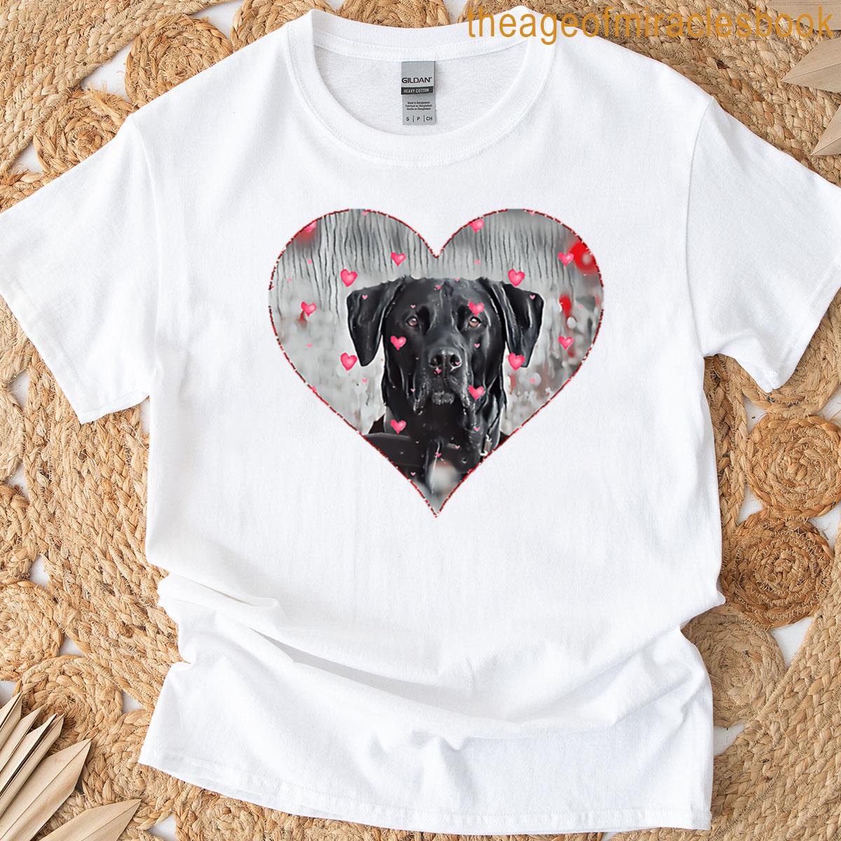 1 Heartfelt Black Lab Retriever In Whimsical Heart Design T-shirt