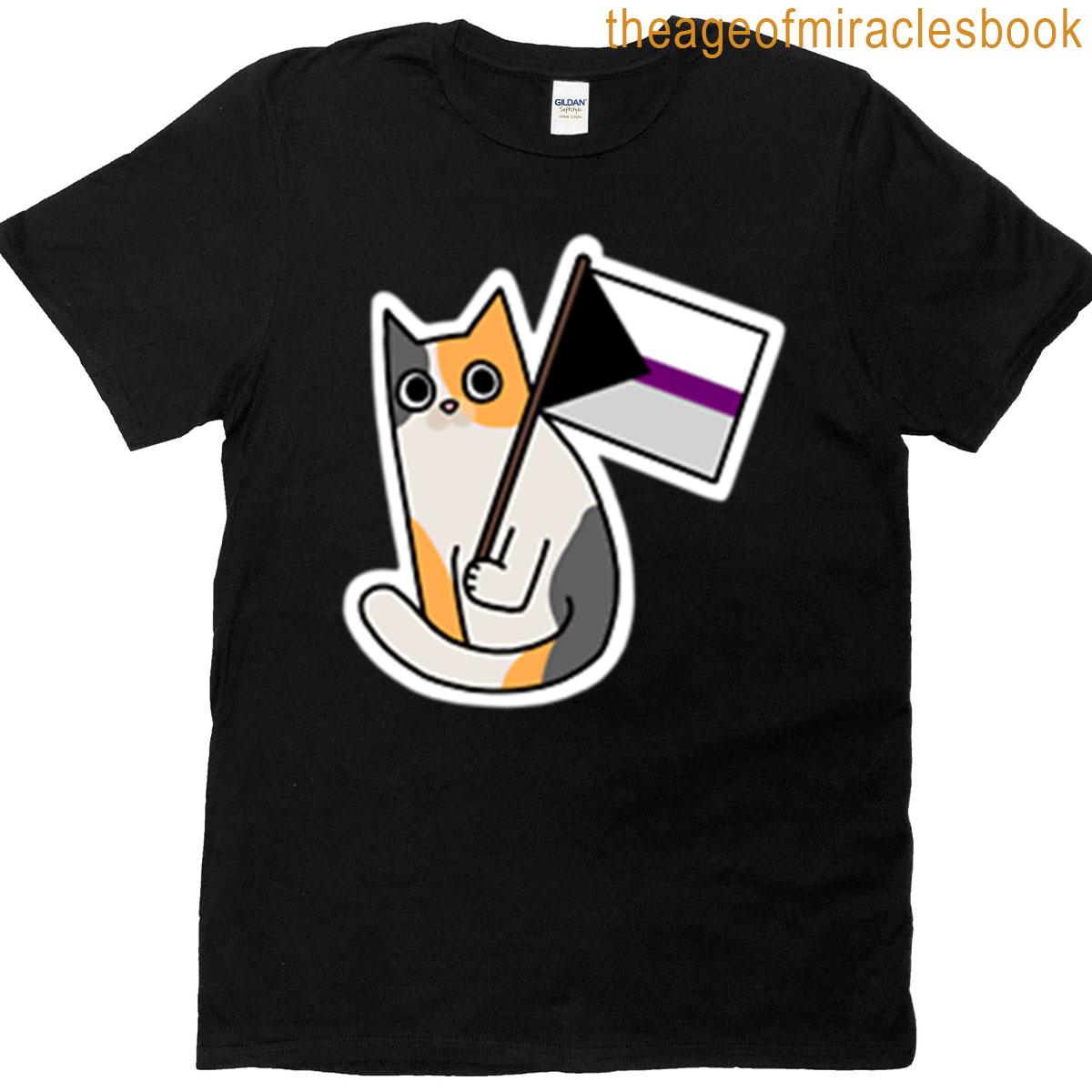 Demisexual Pride Flag Calico Cat Sticker T-shirt