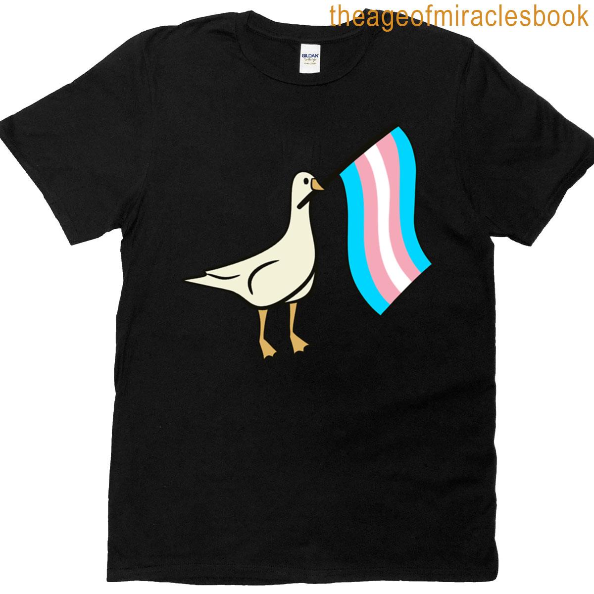 Goose Holding Transgender Pride Flag T-shirt