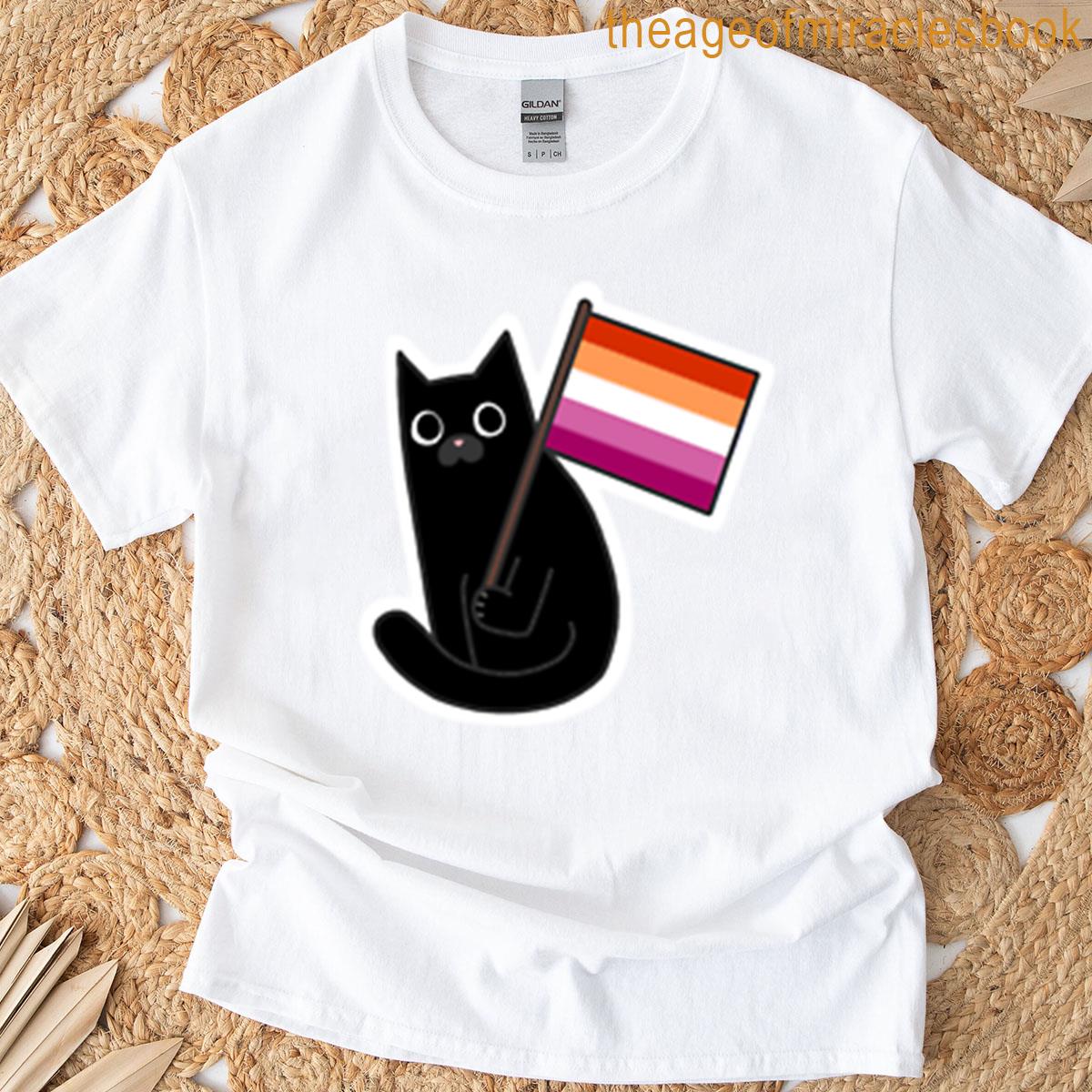 Lesbian Pride Flag Black Cat Sticker Wlw T-shirt