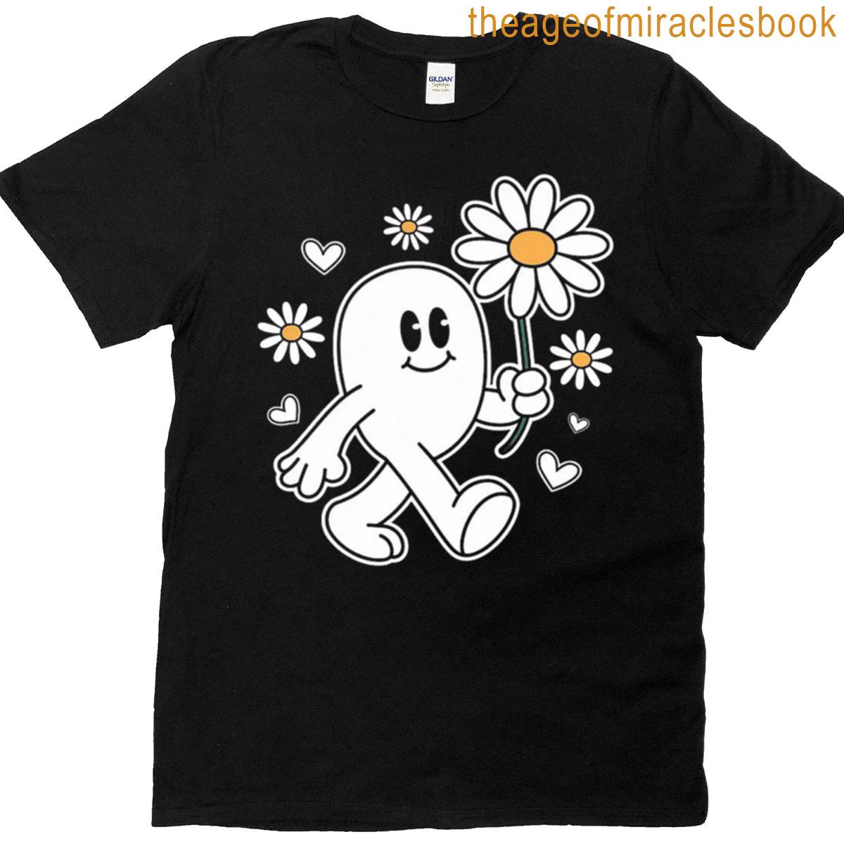 Adorable Smiley Character With Flowers And Hearts T-shirt