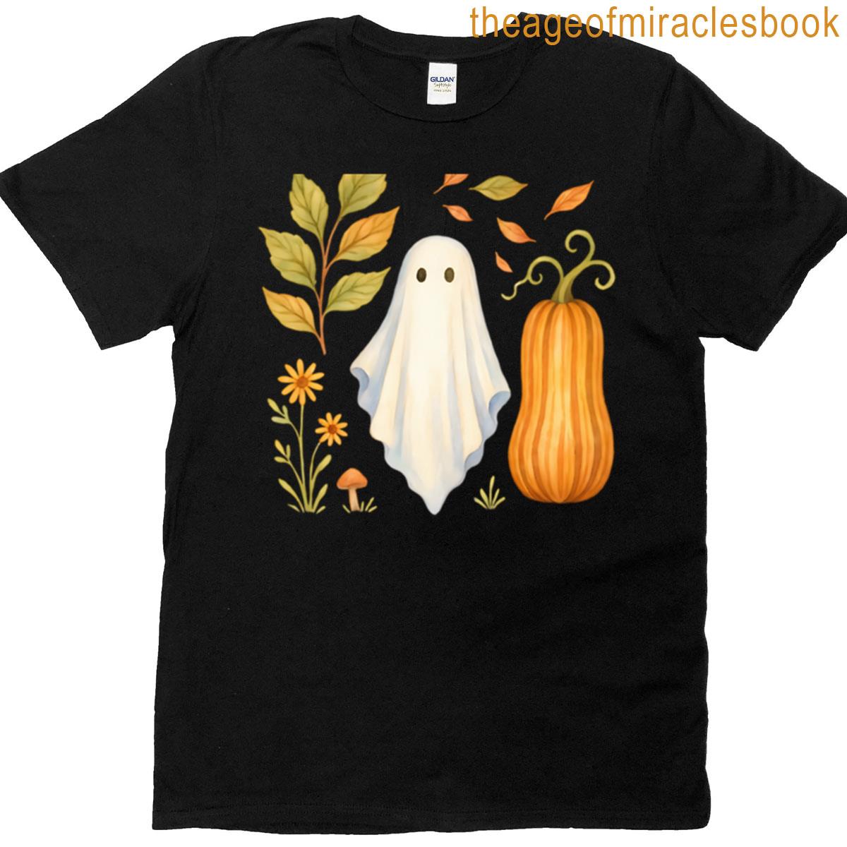 Nature-inspired Ghost Design For Fall Minimalists Oversized T-shirt
