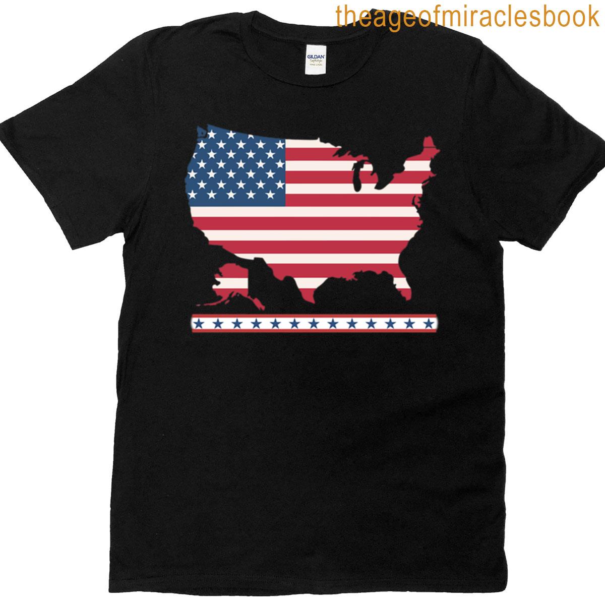 Patriotic Usa Map With Stars Stripes Oversized T-shirt
