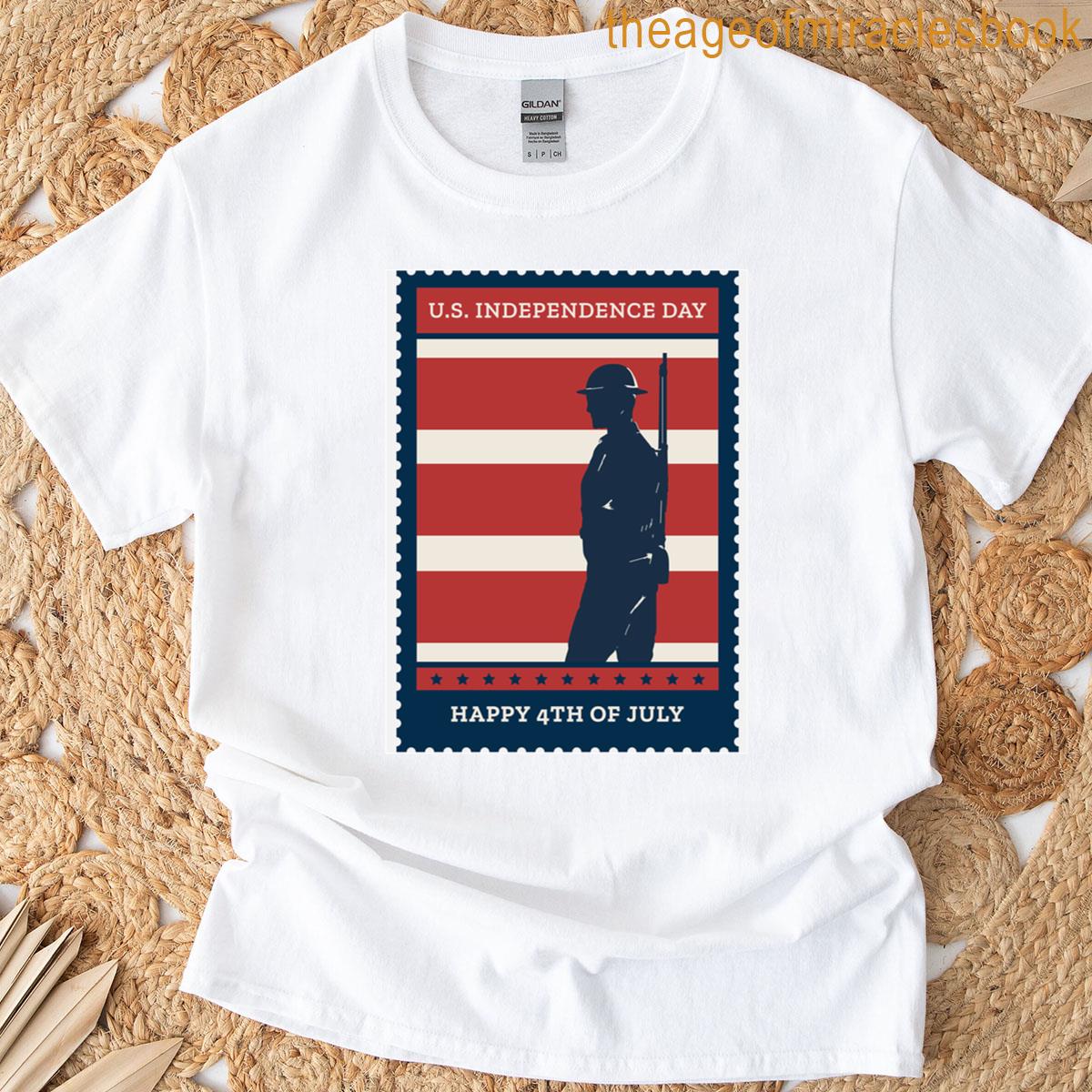 Us Independence Day Soldier Tribute Stamp Tee Oversized T-shirt