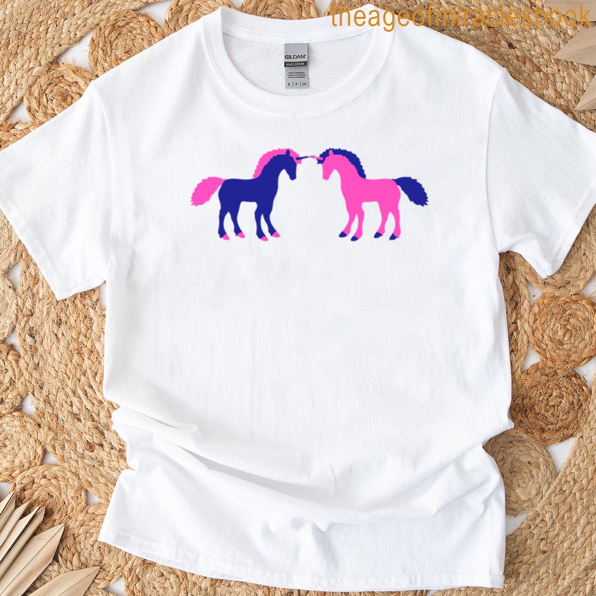 2 Unicorn Fighting Enemies Attack Duel Team Fight T-shirt