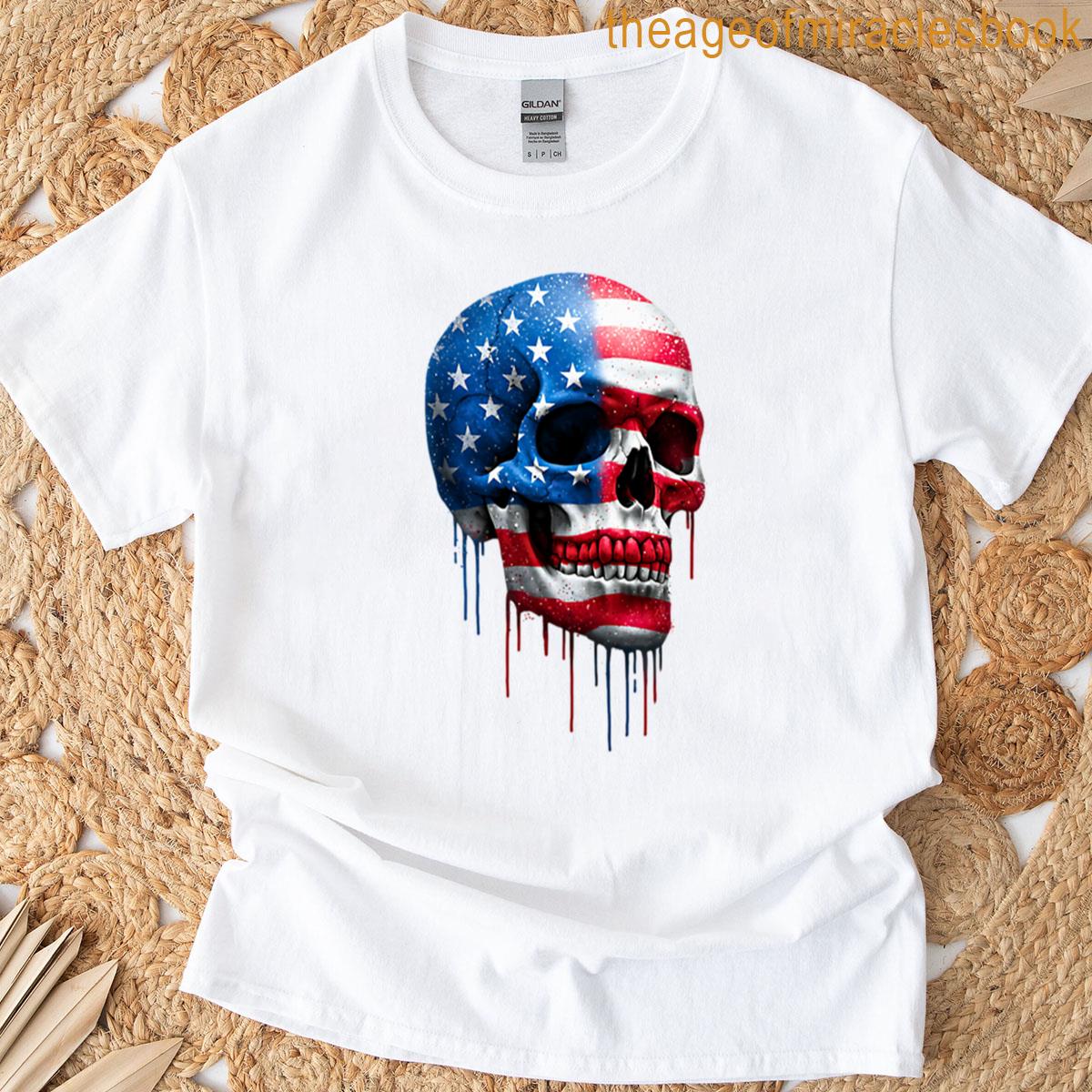 Decorative Skull With American Flag T-shirt
